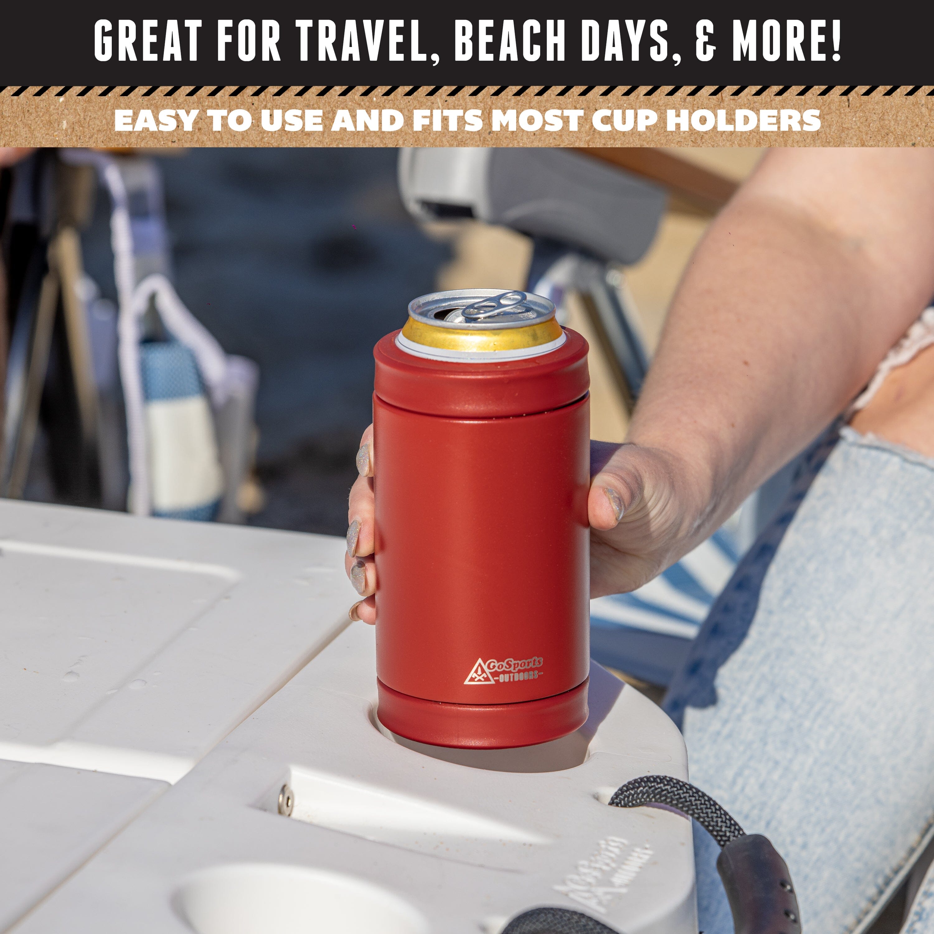 DUALIE 3 in 1 Insulated Can Cooler - Burnt Red GoSports