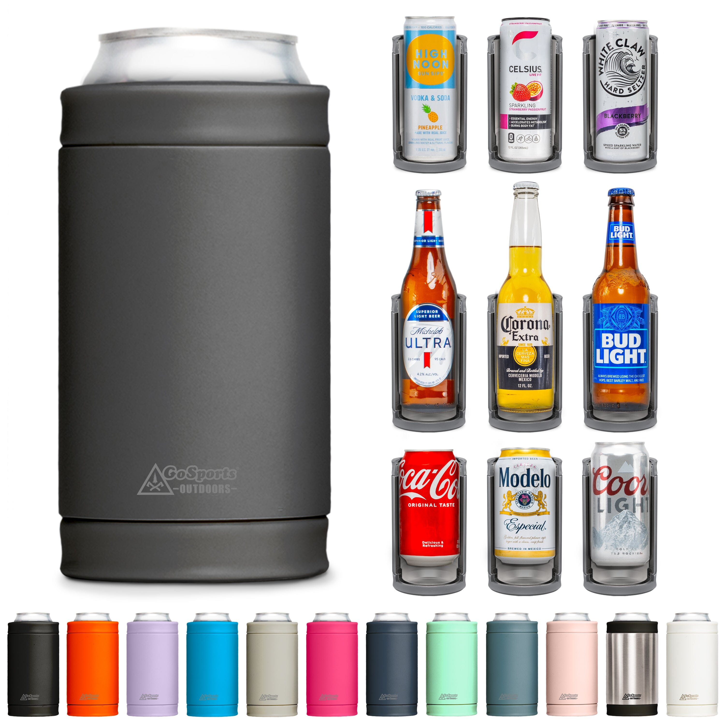 DUALIE 3 in 1 Insulated Can Cooler - Charcoal GoSports