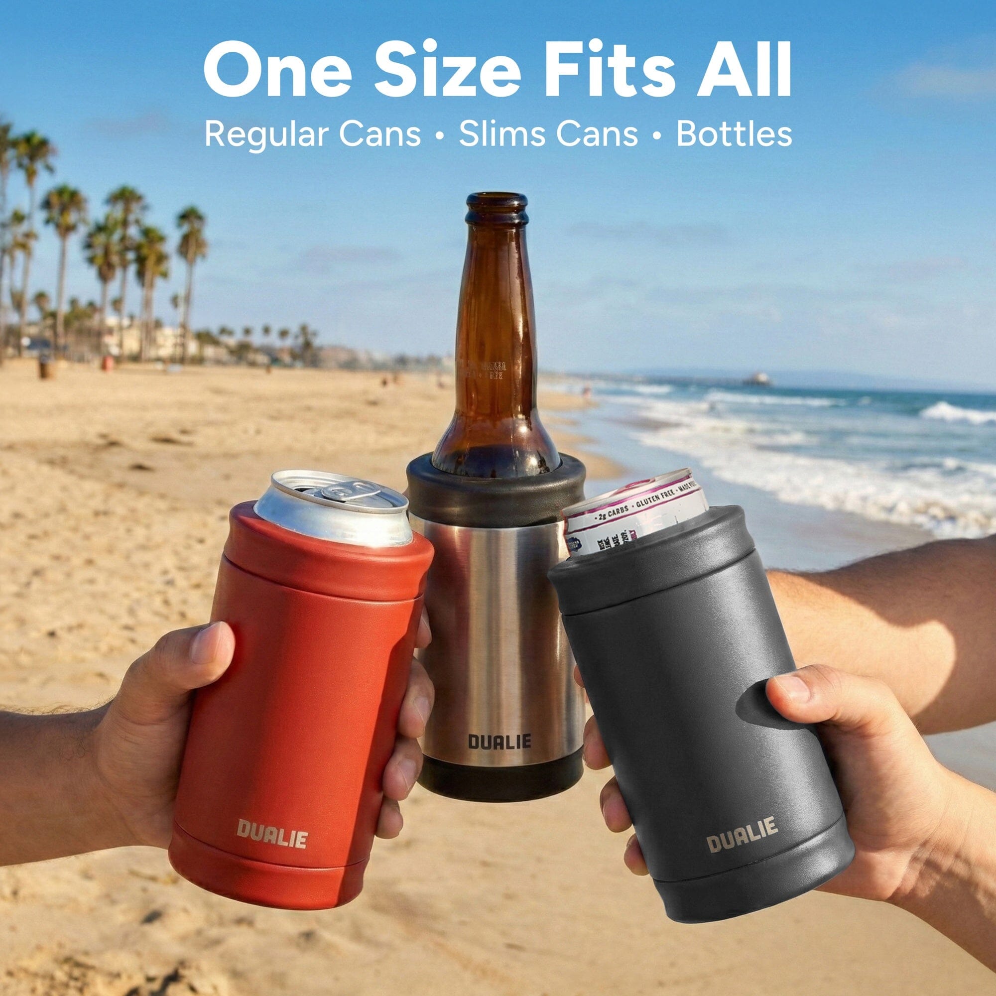 DUALIE 3 in 1 Insulated Can Cooler - 15+ Colors - Universal Size for 12 oz Cans, Slim Cans, and Bottles GoSports