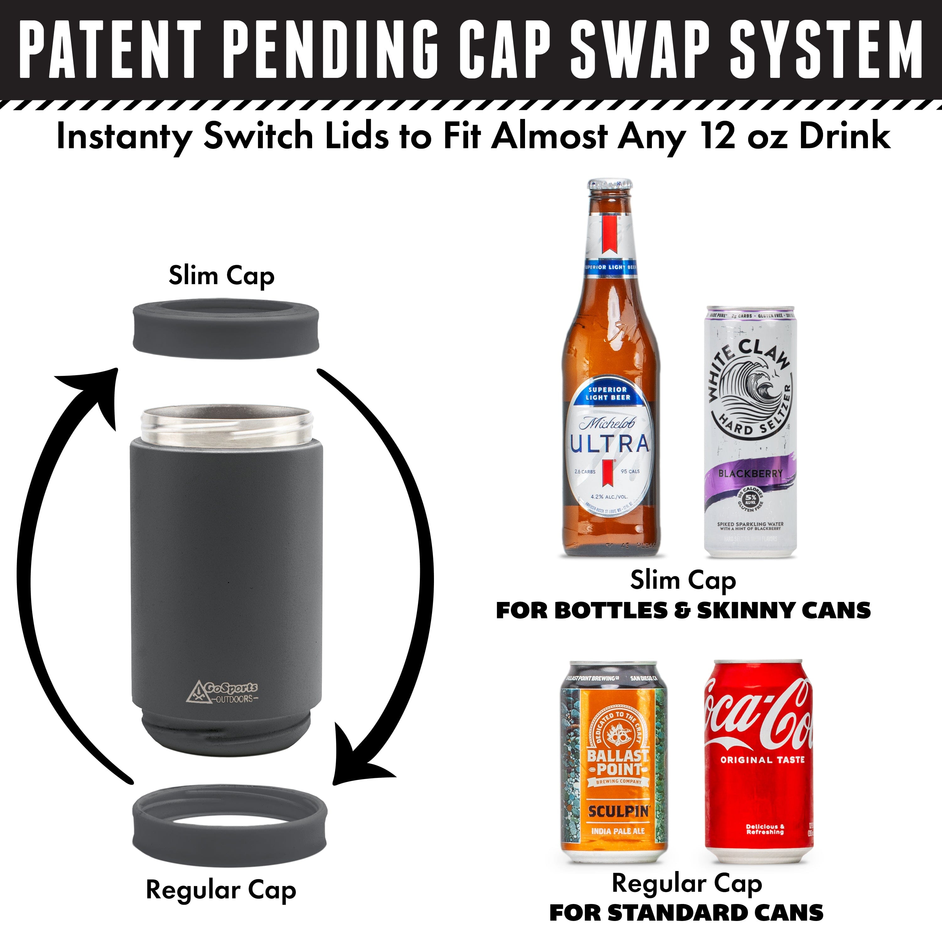 DUALIE 3 in 1 Insulated Can Cooler - Charcoal GoSports