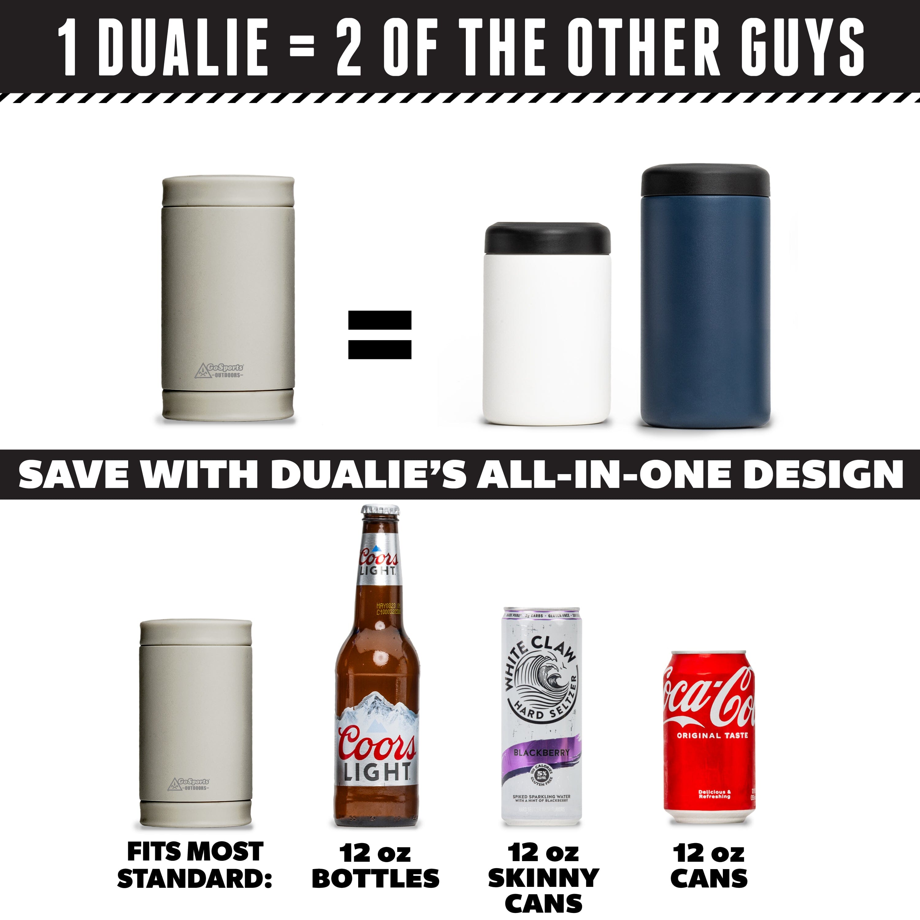 DUALIE 3 in 1 Insulated Can Cooler - Fog Gray GoSports