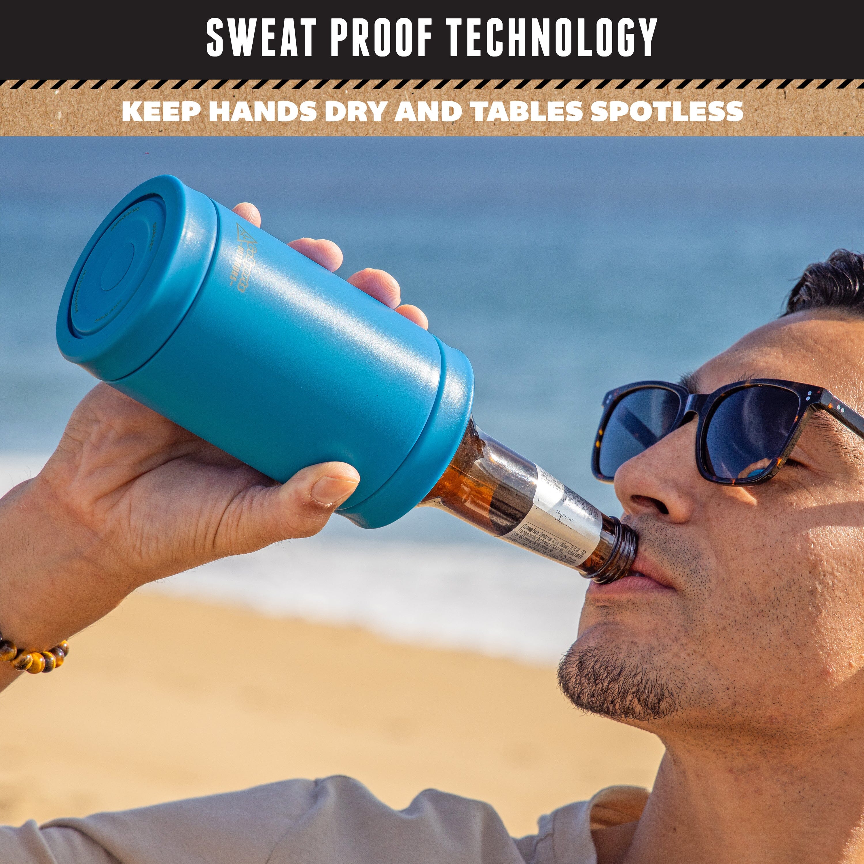 DUALIE 3 in 1 Insulated Can Cooler - Universal Size for 12 oz Cans, Slim Cans, and Bottles - Glacier GoSports