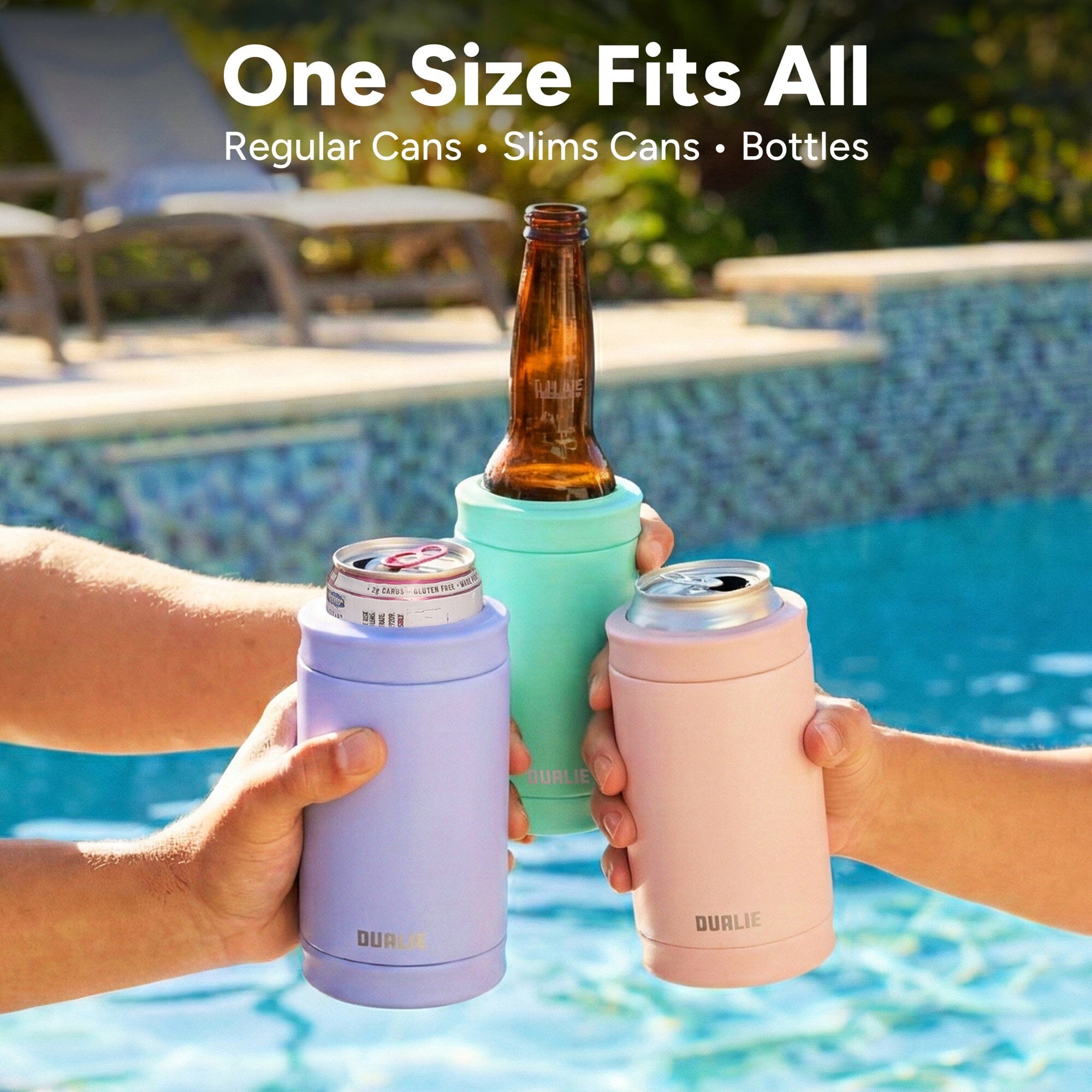 DUALIE 3 in 1 Insulated Can Cooler - 15+ Colors - Universal Size for 12 oz Cans, Slim Cans, and Bottles GoSports