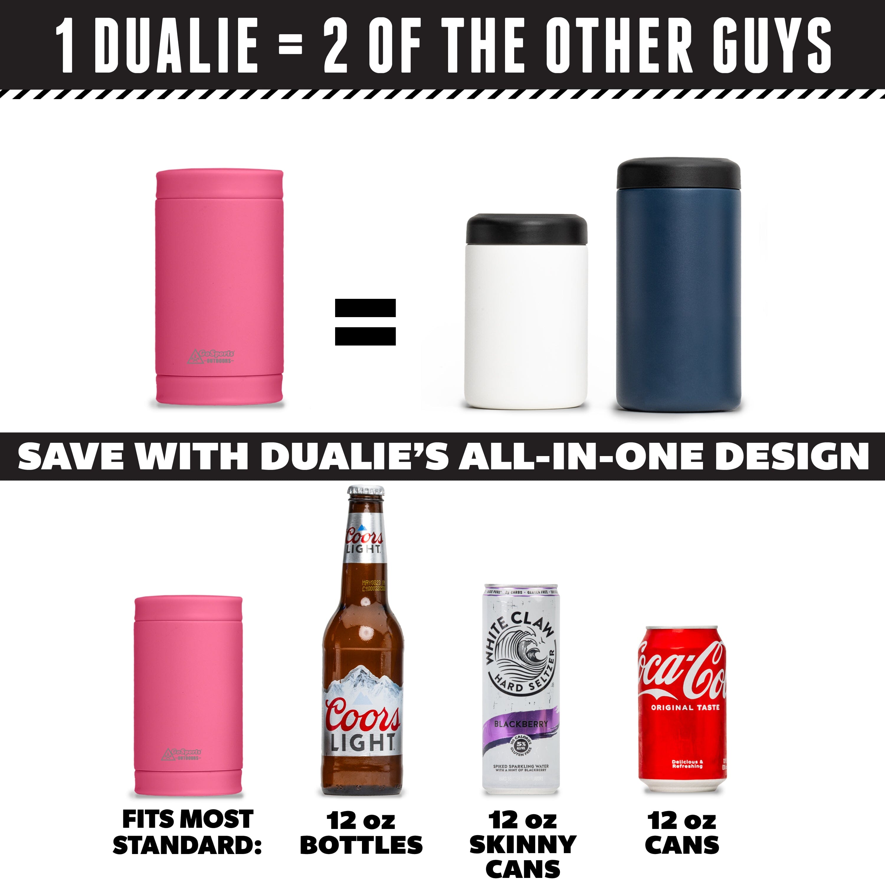 DUALIE 3 in 1 Insulated Can Cooler - Magenta GoSports