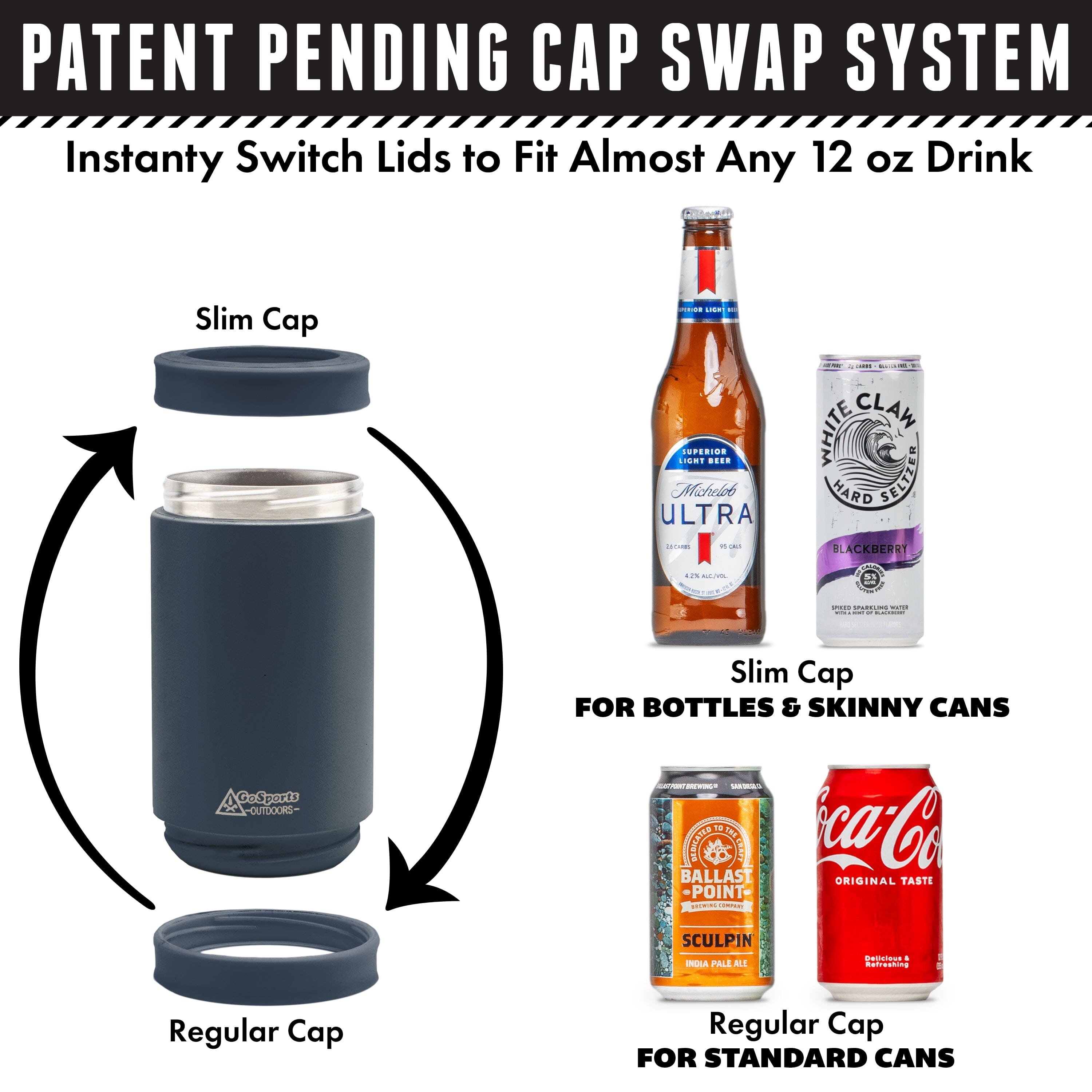 DUALIE 3 in 1 Insulated Can Cooler - Navy GoSports