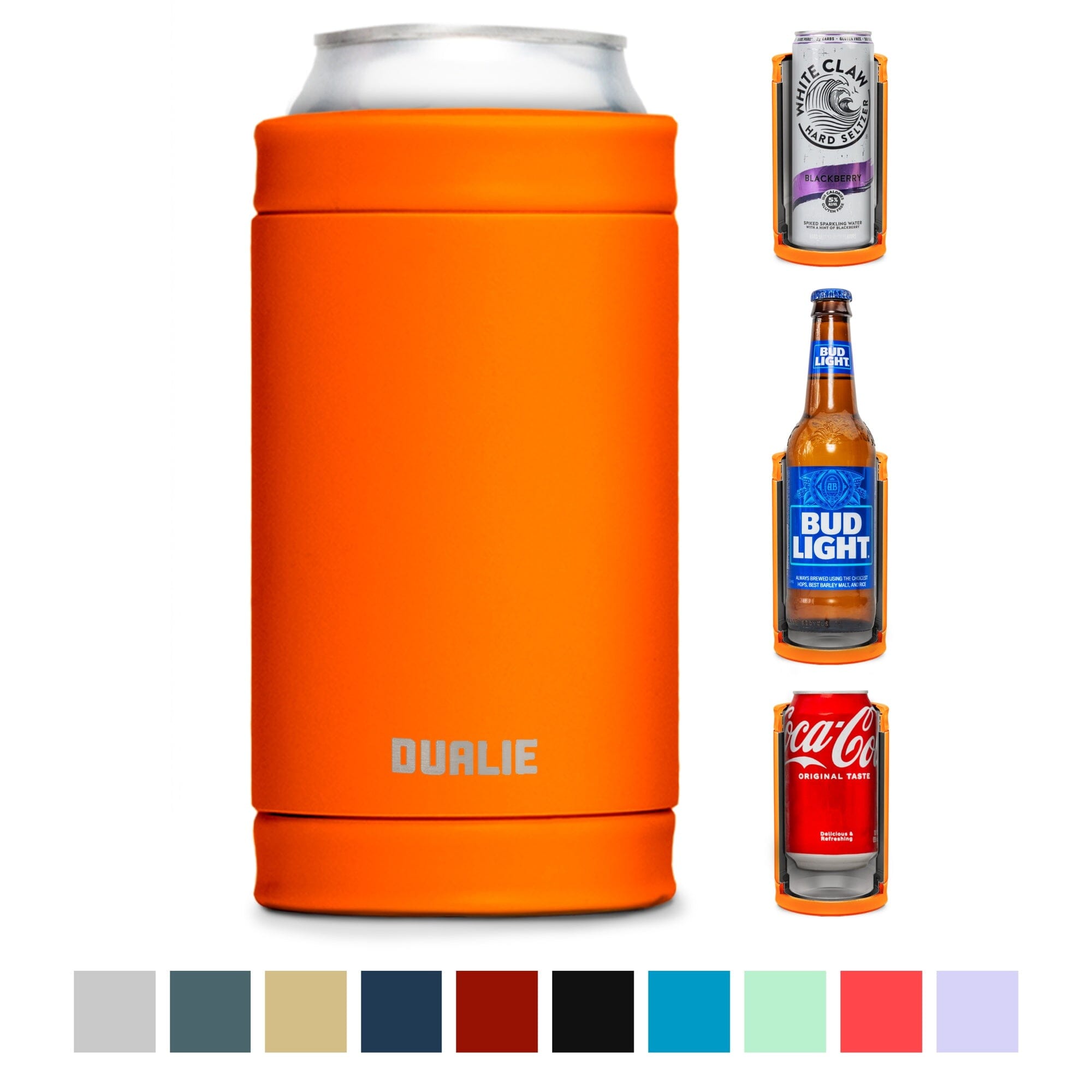 DUALIE 3 in 1 Insulated Can Cooler - 15+ Colors - Universal Size for 12 oz Cans, Slim Cans, and Bottles GoSports Orange