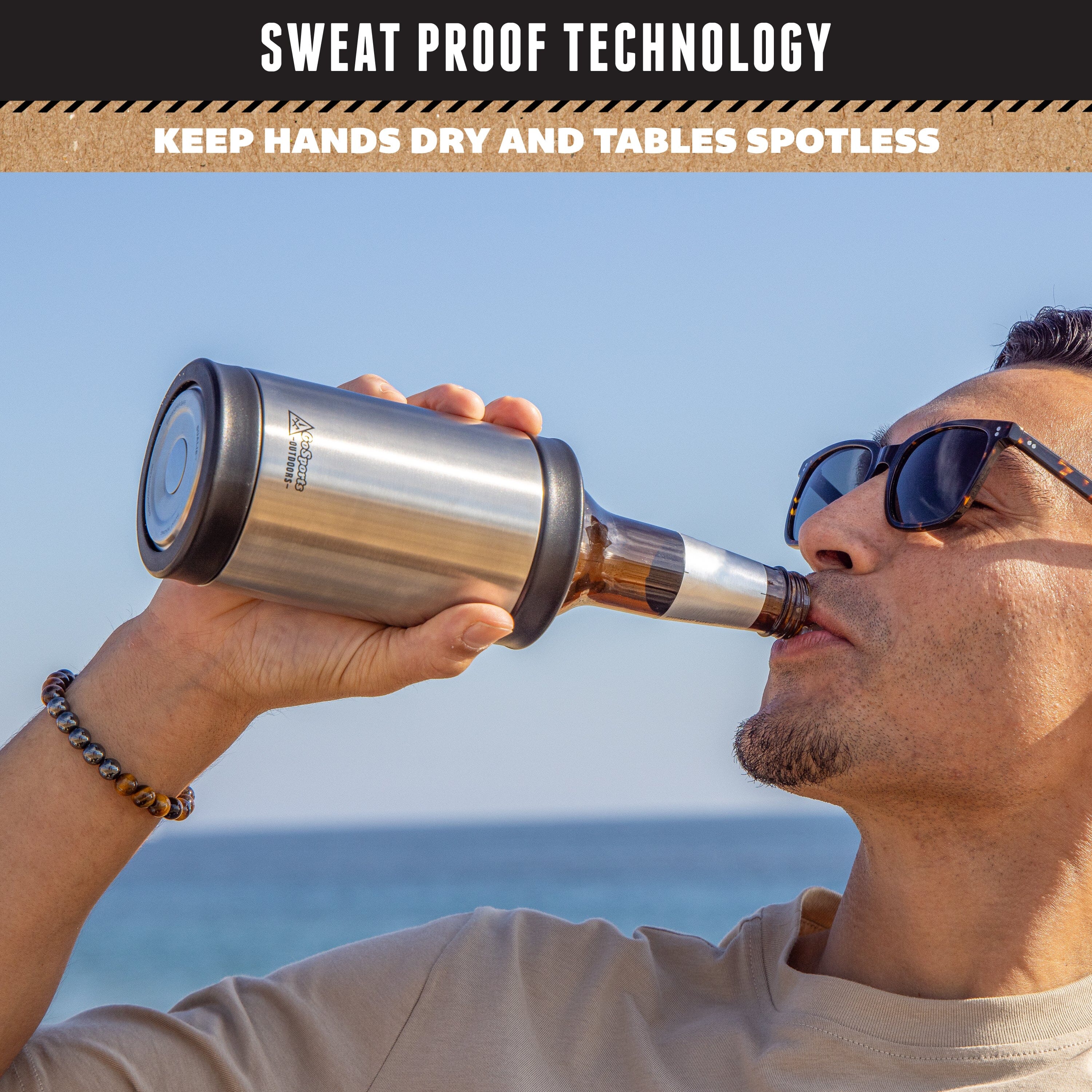 DUALIE 3 in 1 Insulated Can Cooler - Universal Size for 12 oz Cans, Slim Cans, and Bottles - Stainless GoSports