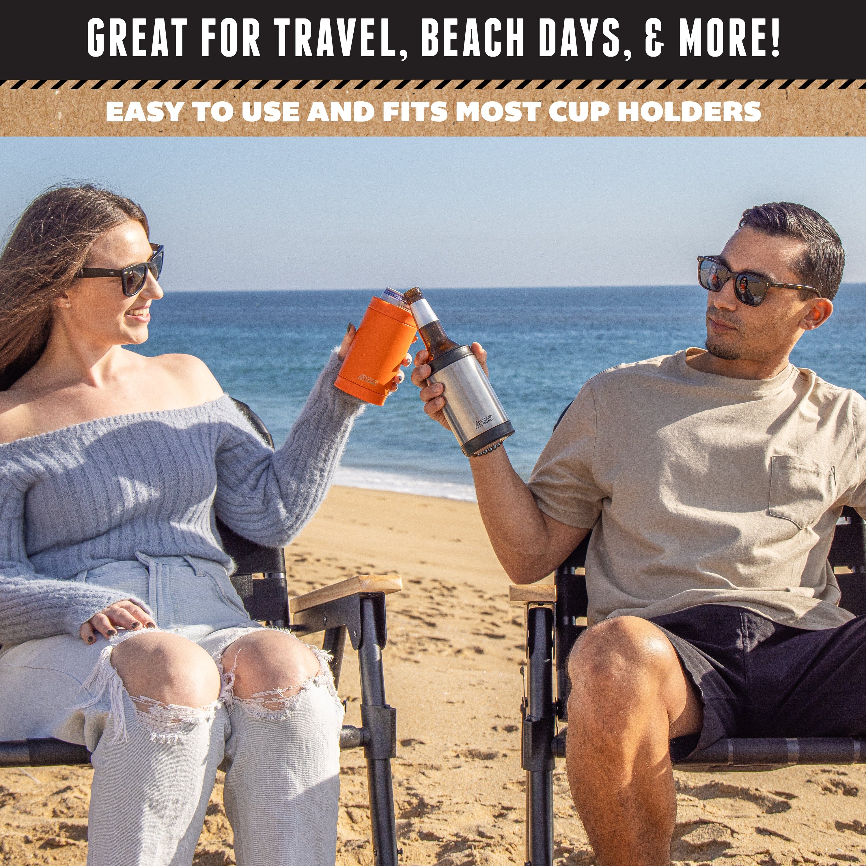 DUALIE 3 in 1 Insulated Can Cooler - Universal Size for 12 oz Cans, Slim Cans, and Bottles - Stainless GoSports