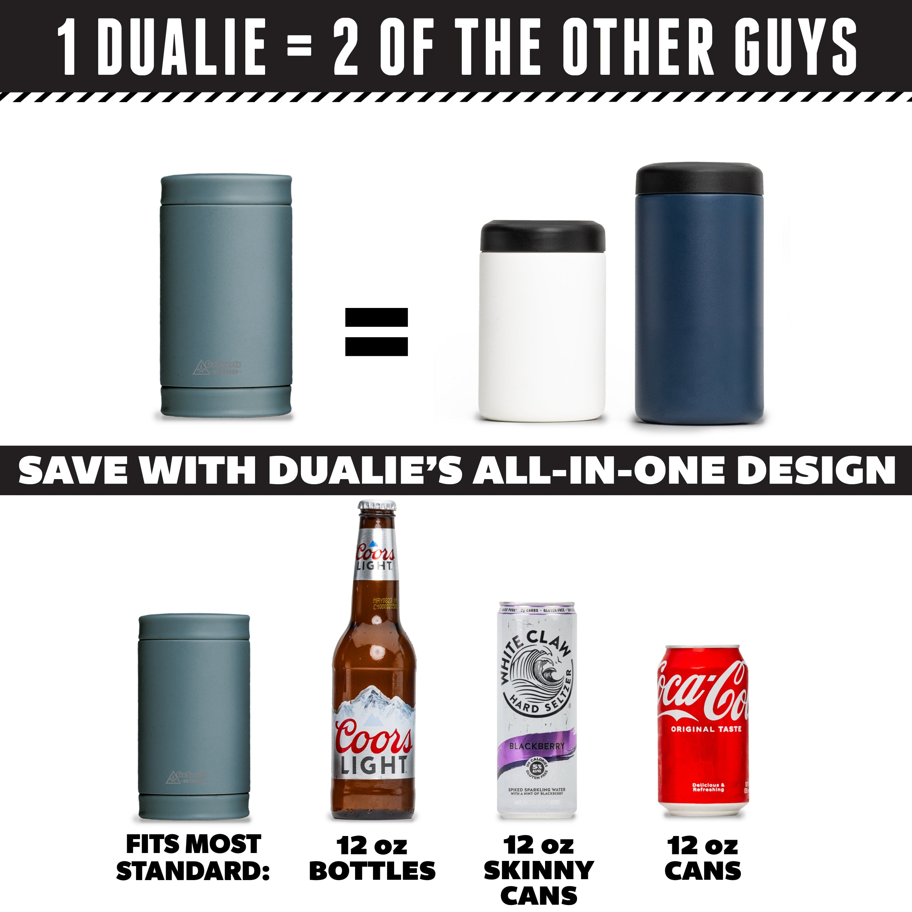 DUALIE 3 in 1 Insulated Can Cooler - Stone Blue GoSports