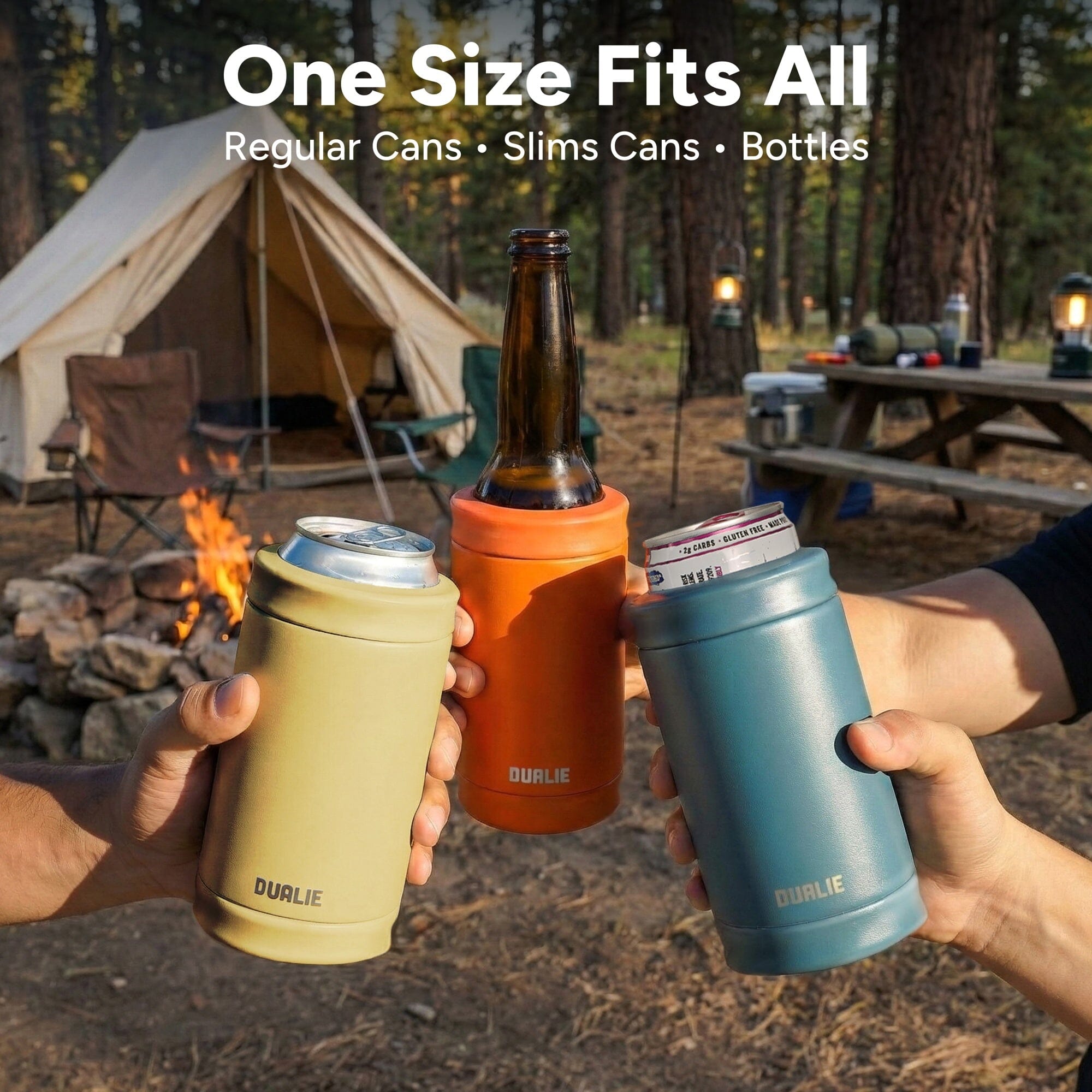DUALIE 3 in 1 Insulated Can Cooler - 15+ Colors - Universal Size for 12 oz Cans, Slim Cans, and Bottles GoSports