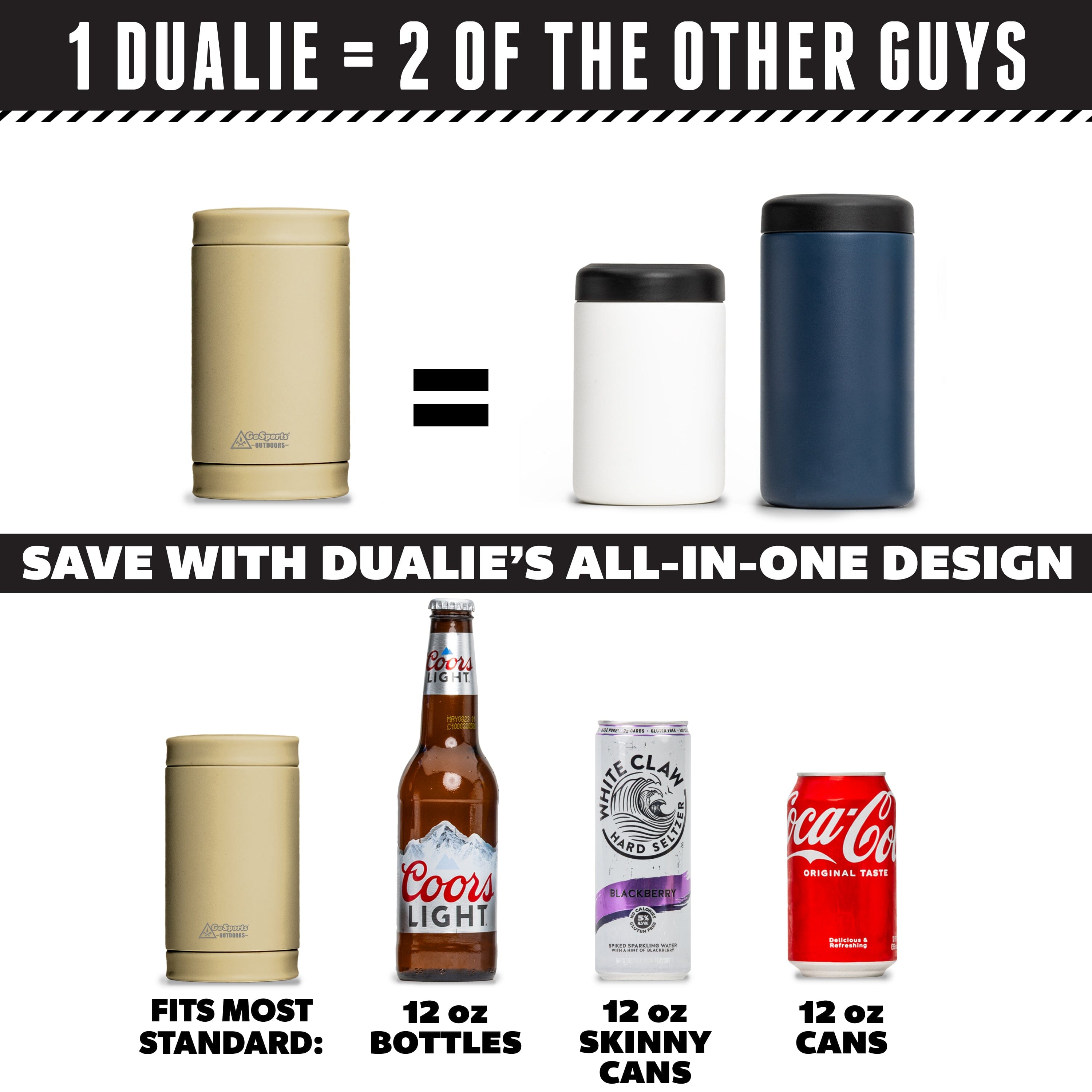 DUALIE 3 in 1 Insulated Can Cooler - Tan GoSports