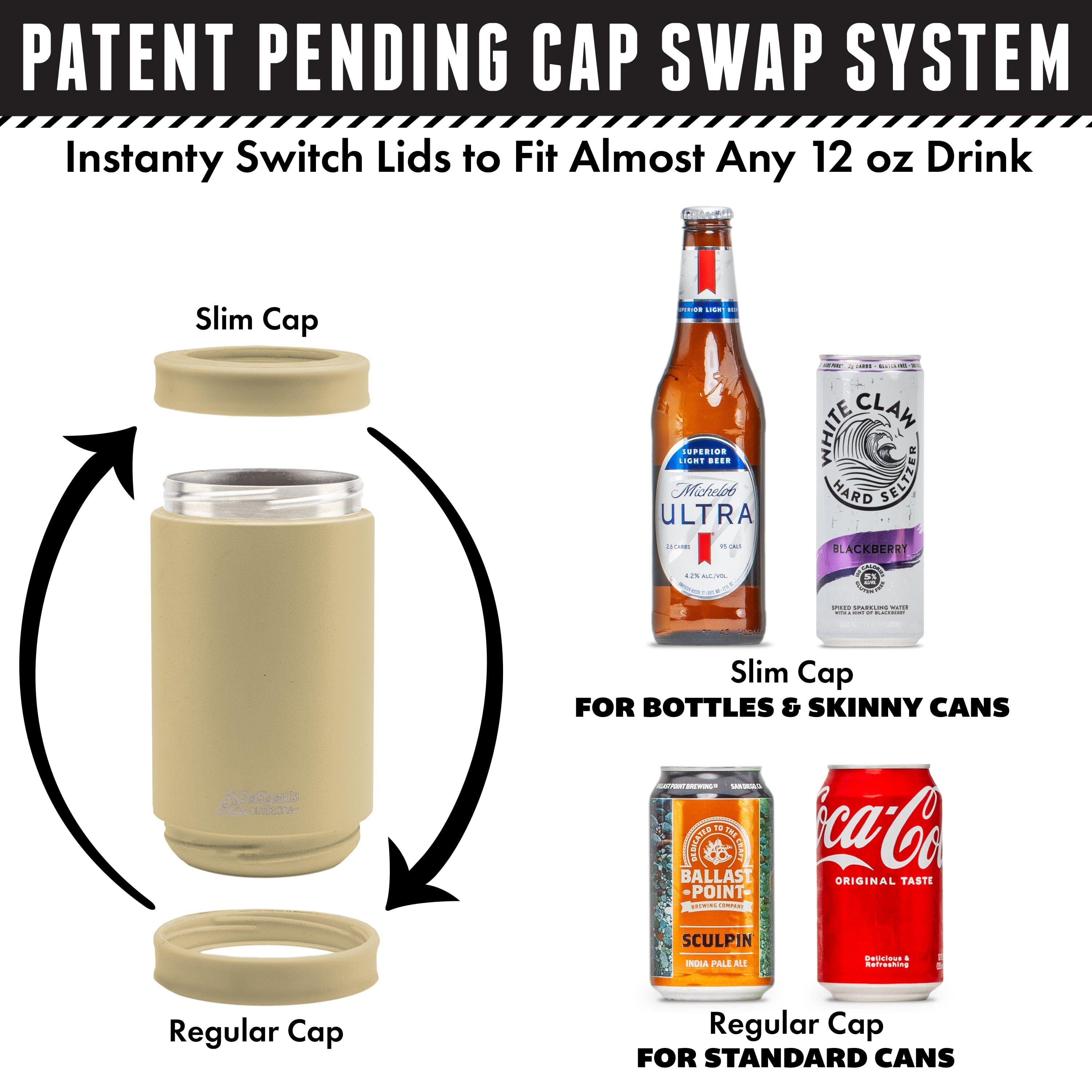 DUALIE 3 in 1 Insulated Can Cooler - Tan GoSports