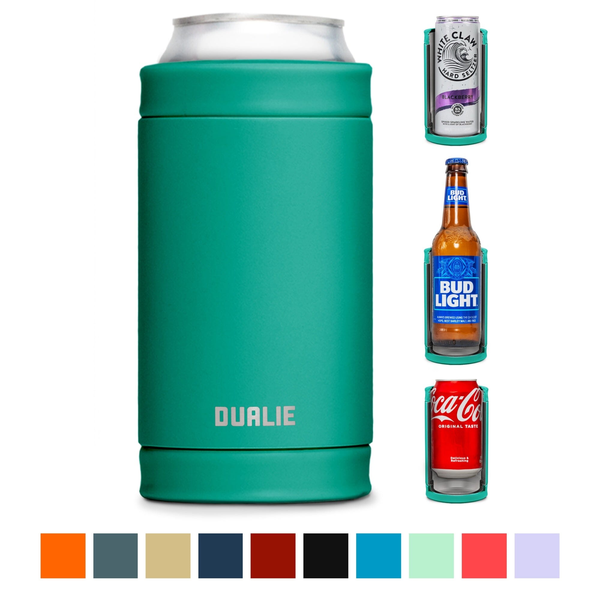 DUALIE 3 in 1 Insulated Can Cooler - 15+ Colors - Universal Size for 12 oz Cans, Slim Cans, and Bottles GoSports Turquoise