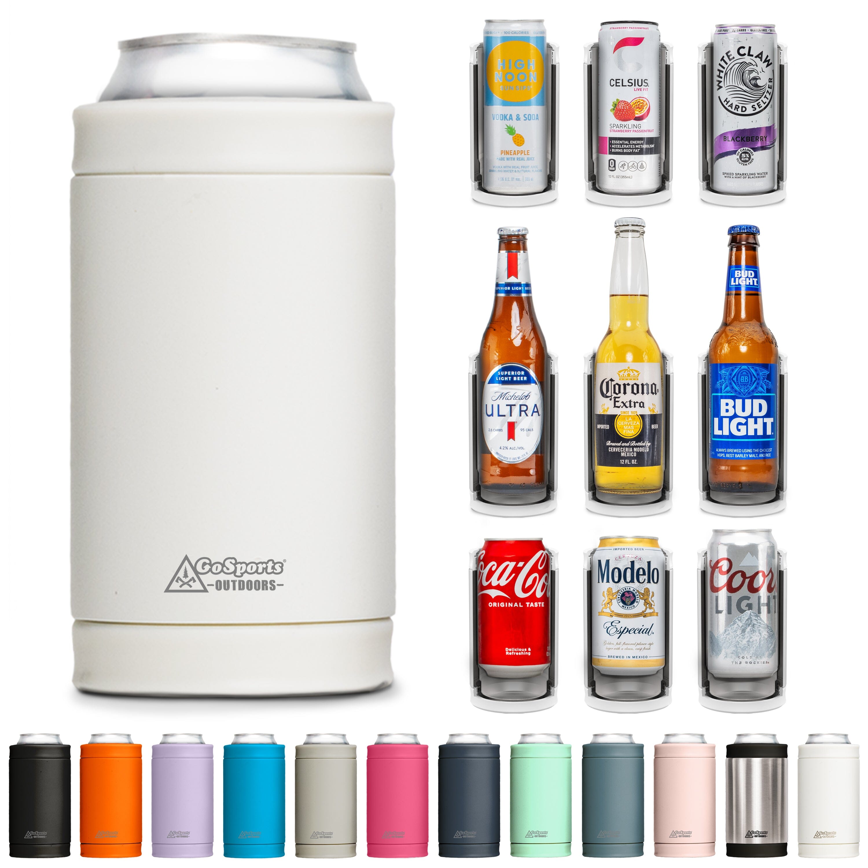 DUALIE 3 in 1 Insulated Can Cooler - White GoSports