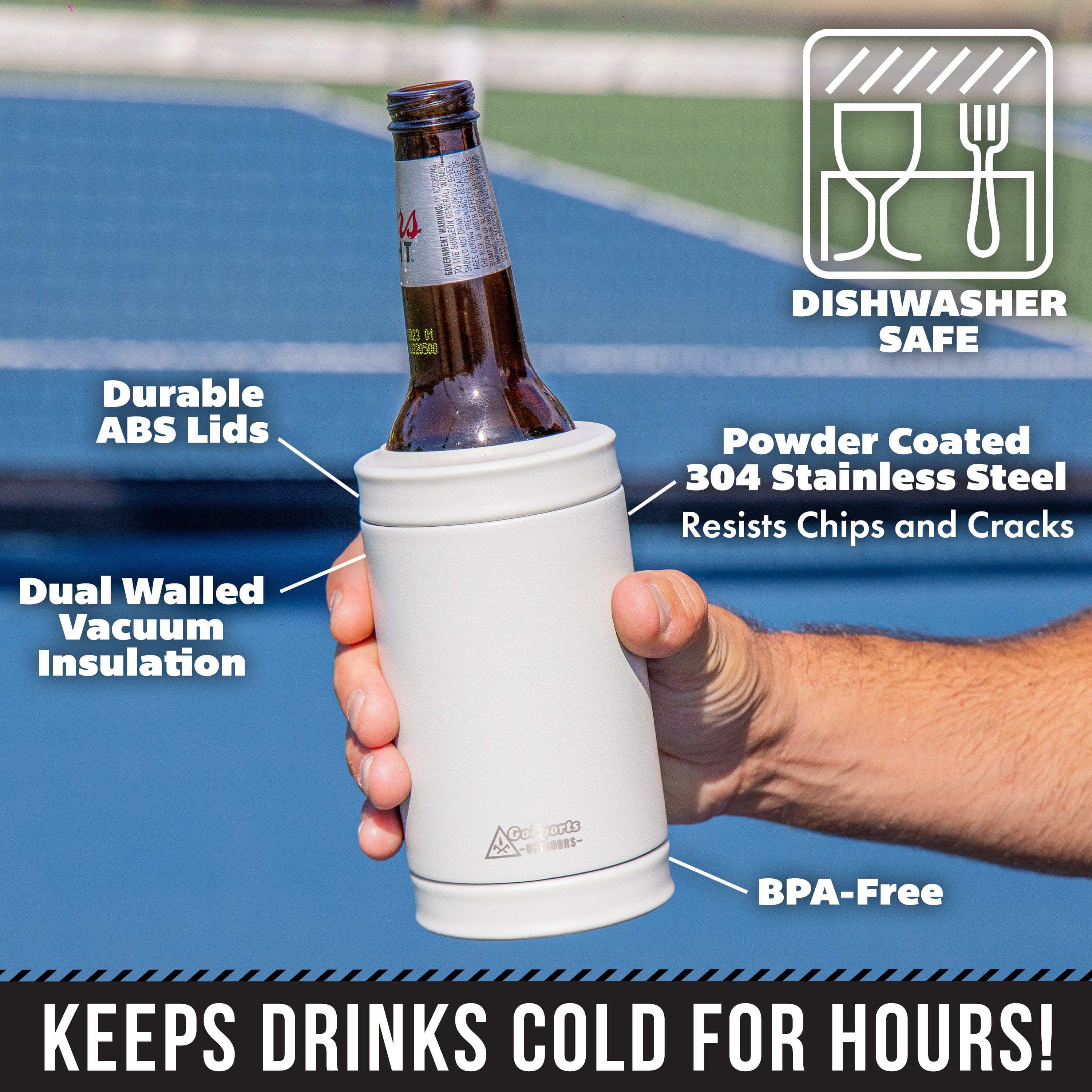DUALIE 3 in 1 Insulated Can Cooler - White GoSports
