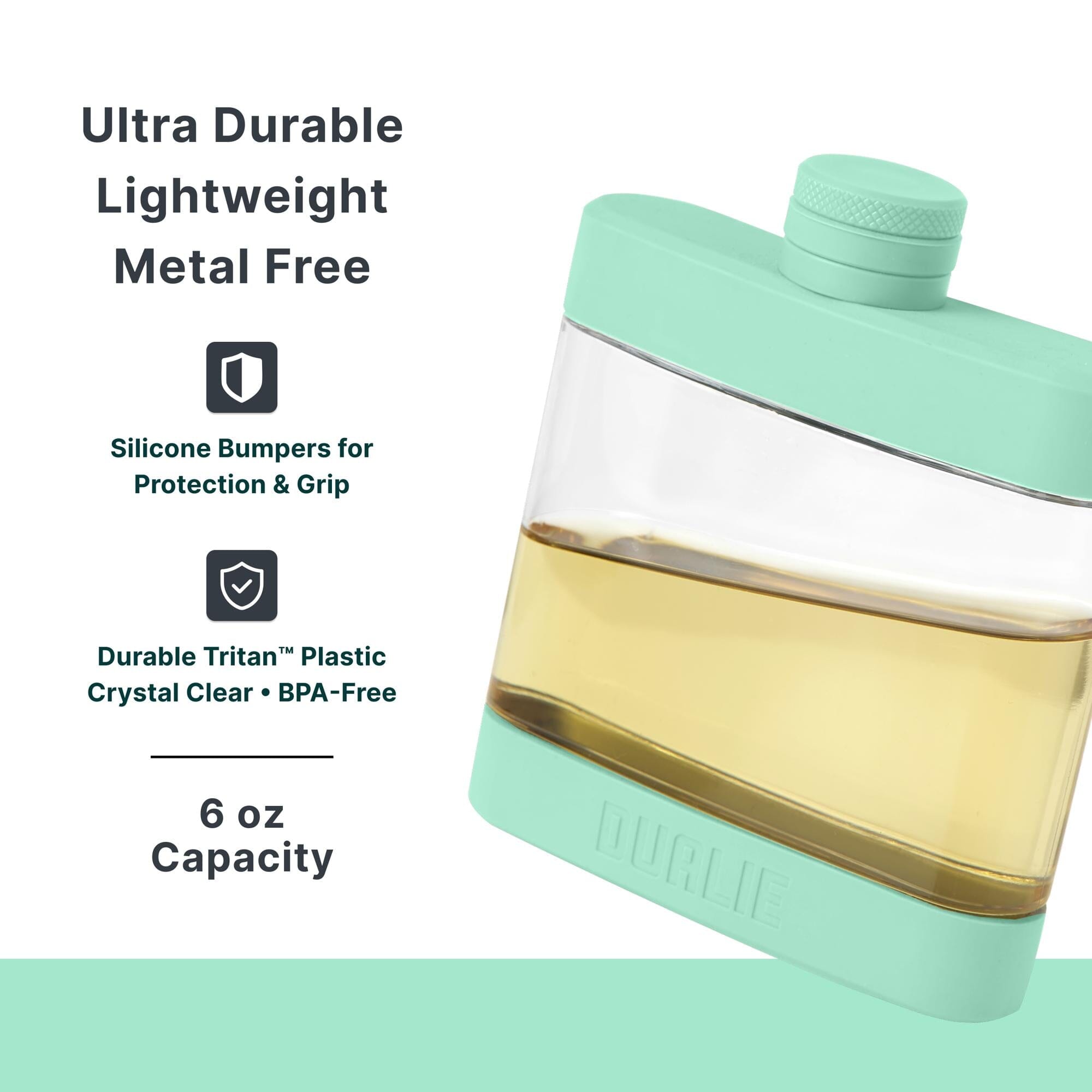 DUALIE 6 oz Hip Flask for Liquor - Undetectable Shatterproof Alcohol Flasks with Clear Tritan Plastic and Silicone Grip - Flask Gift for Men & Women Playgosports.com