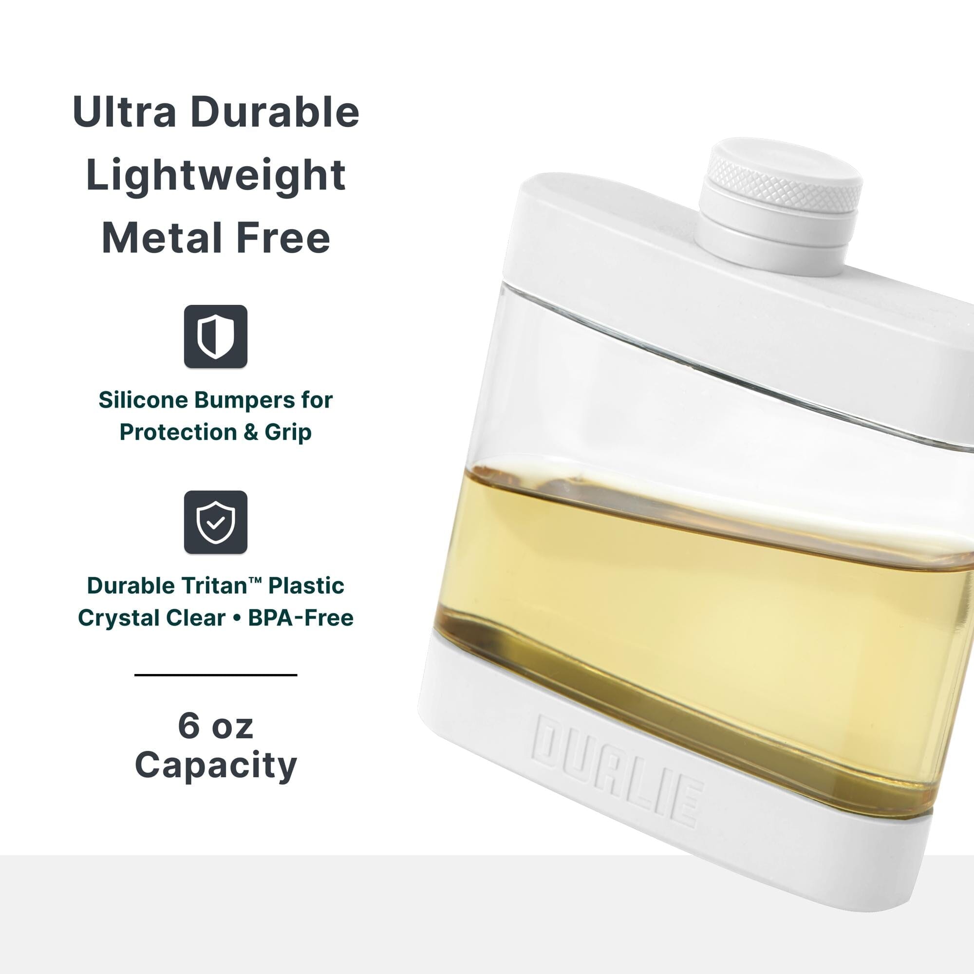 DUALIE 6 oz Hip Flask for Liquor - Undetectable Shatterproof Alcohol Flasks with Clear Tritan Plastic and Silicone Grip - Flask Gift for Men & Women Playgosports.com