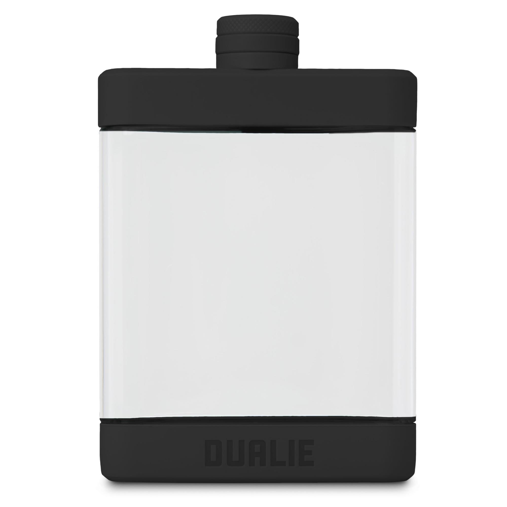 DUALIE 8 oz Hip Flask for Liquor - Undetectable Shatterproof Alcohol Flasks with Clear Tritan Plastic and Silicone Grip - Flask Gift for Men & Women Playgosports.com Black
