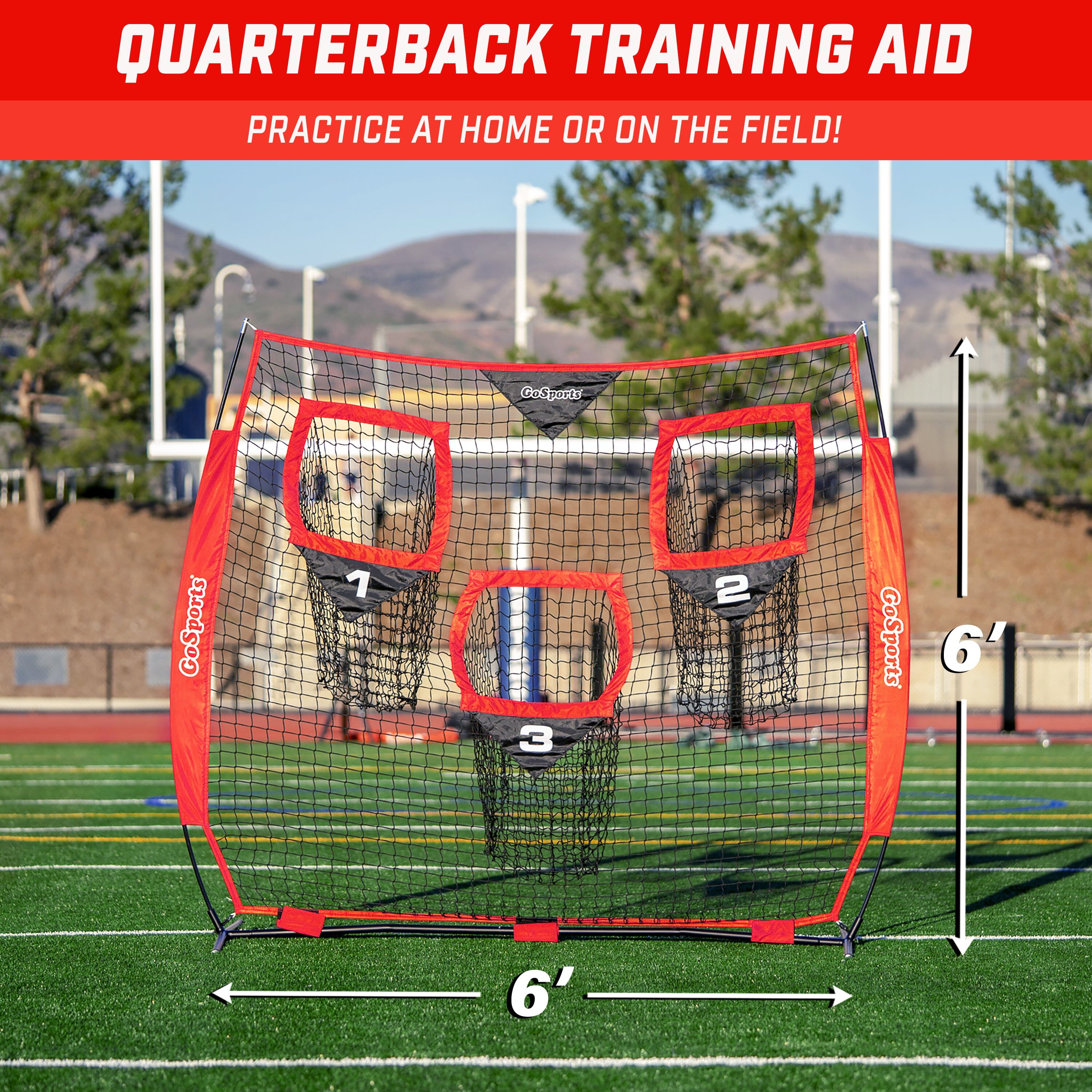 GoSports Football Throwing Net - 8 x 8 ft or 6 x 6 ft Nets Football GoSports