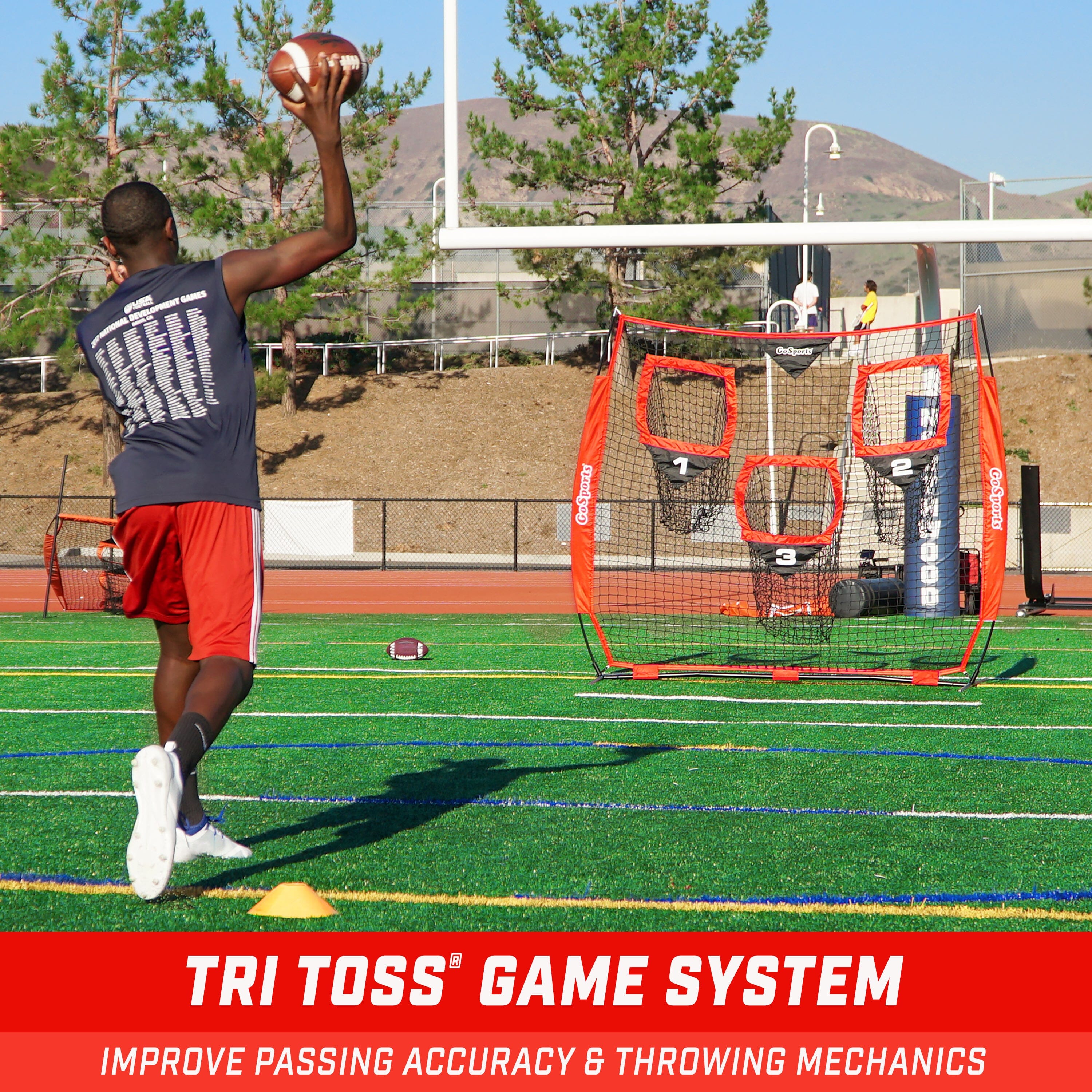 GoSports Football Throwing Net - 8 x 8 ft or 6 x 6 ft Nets Football GoSports