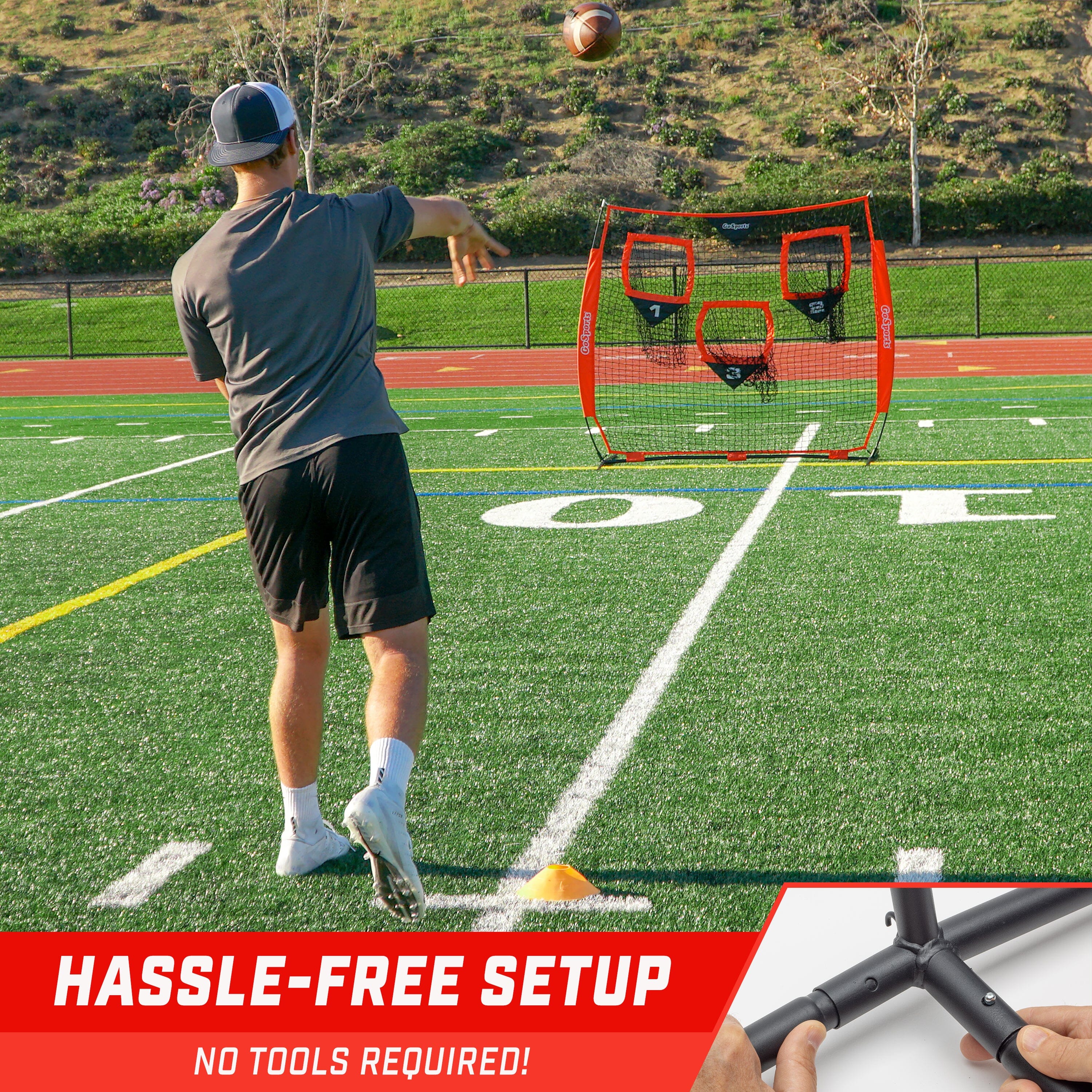 GoSports Football Throwing Net - 8 x 8 ft or 6 x 6 ft Nets Football GoSports