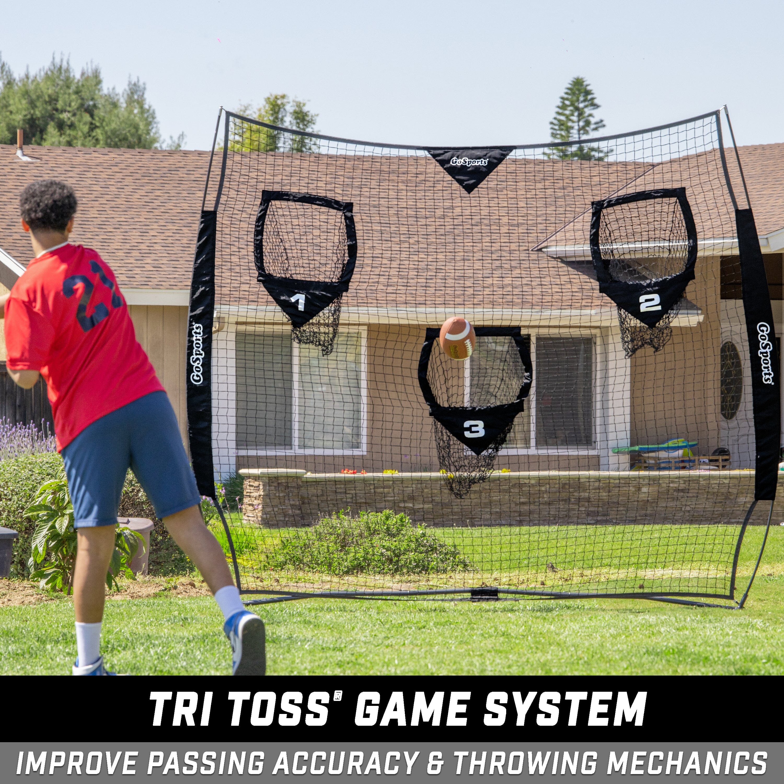 GoSports Football Throwing Net - 8 x 8 ft or 6 x 6 ft Nets Football GoSports