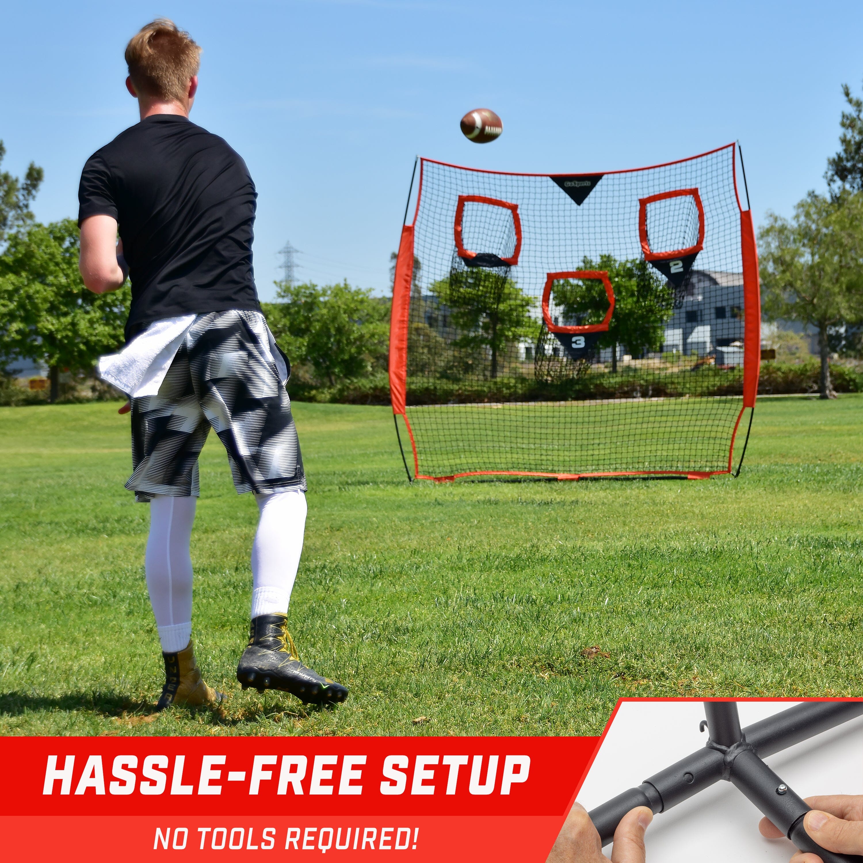 GoSports Football Throwing Net - 8 x 8 ft or 6 x 6 ft Nets Football GoSports