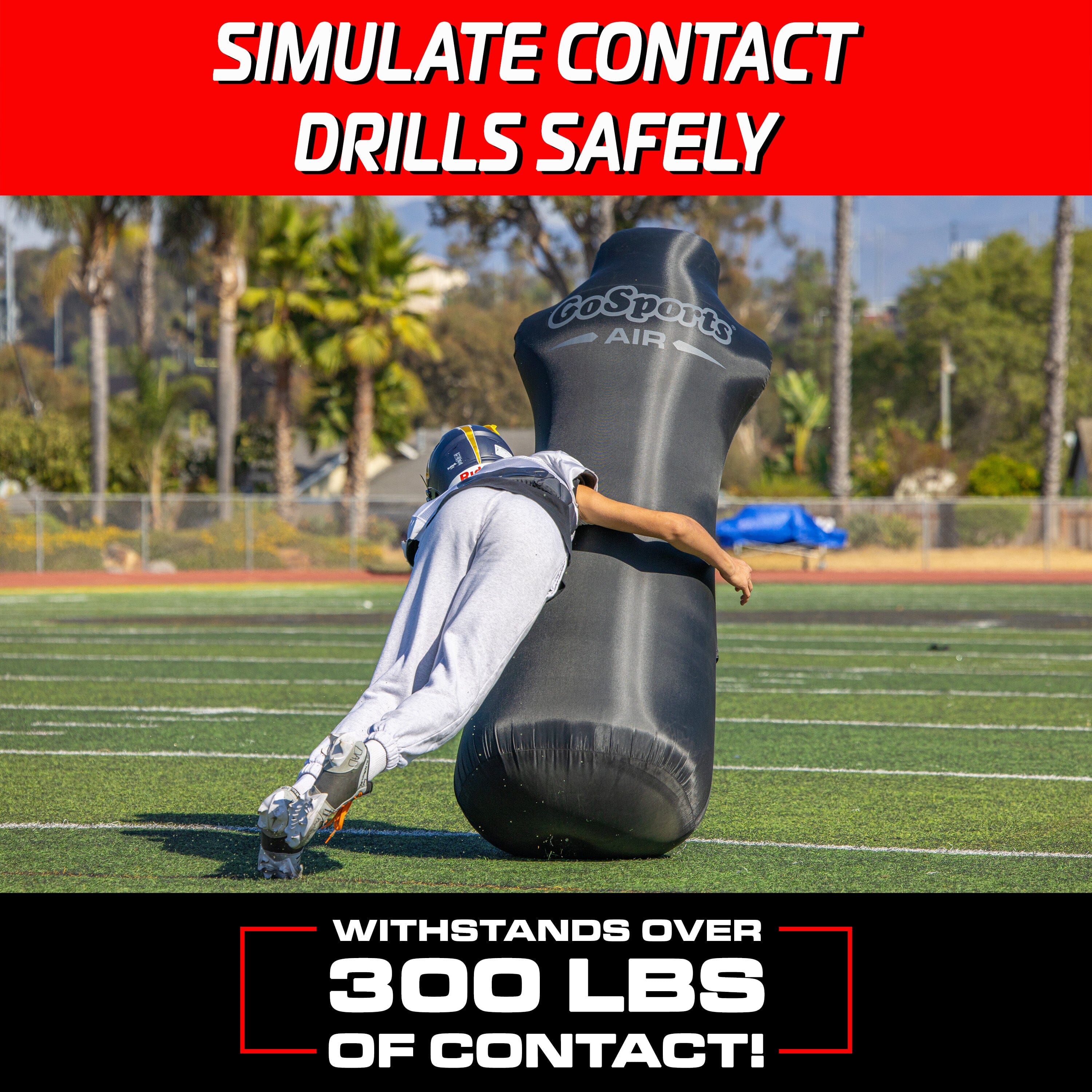 GoSports Football Blocking and Tackling Dummy with Water Weighted Base - Football Training Equipment for Practice - 6 ft Tall Inflatable GoSports