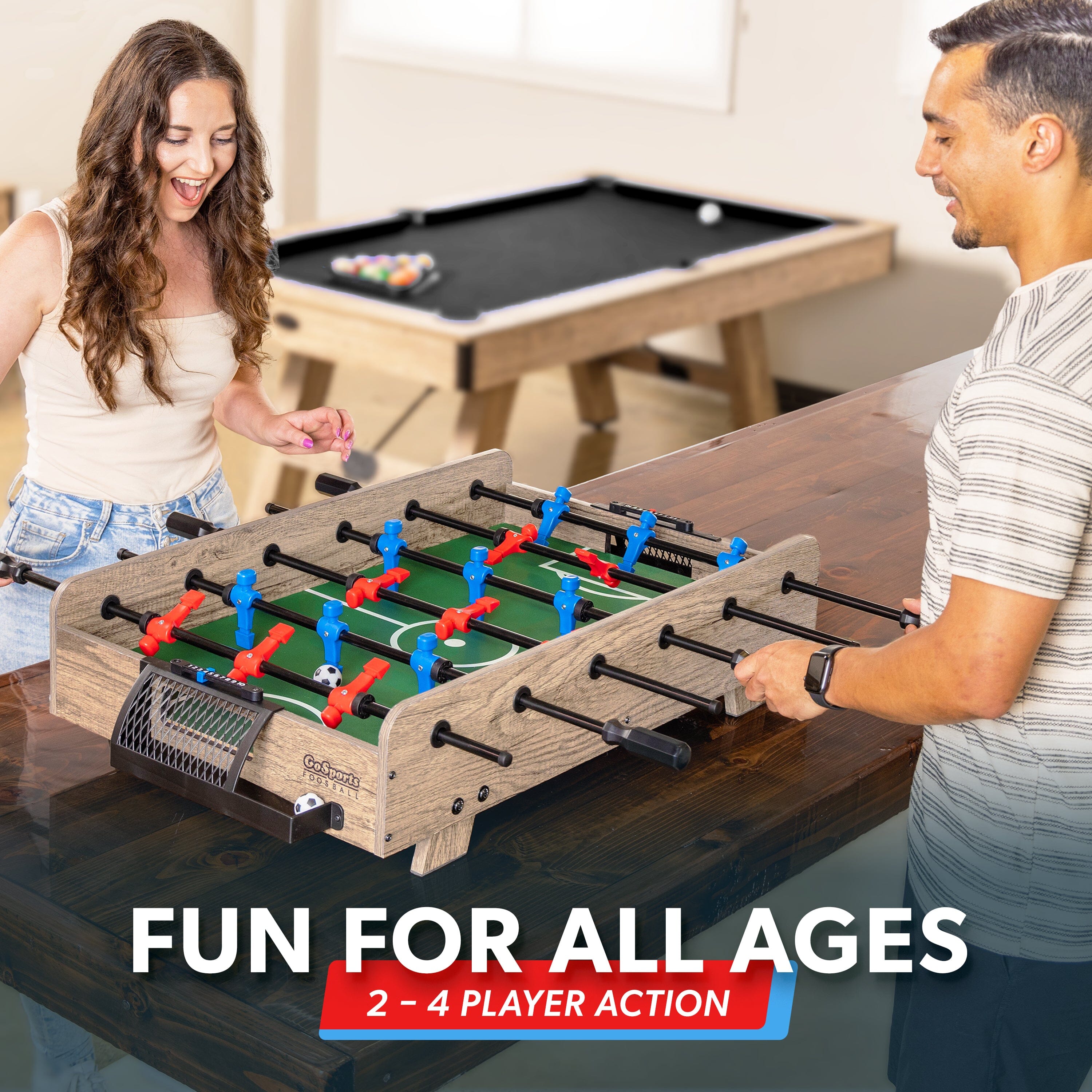 GoSports 32 Inch Tabletop Foosball Game Set - Oak or Black GoSports