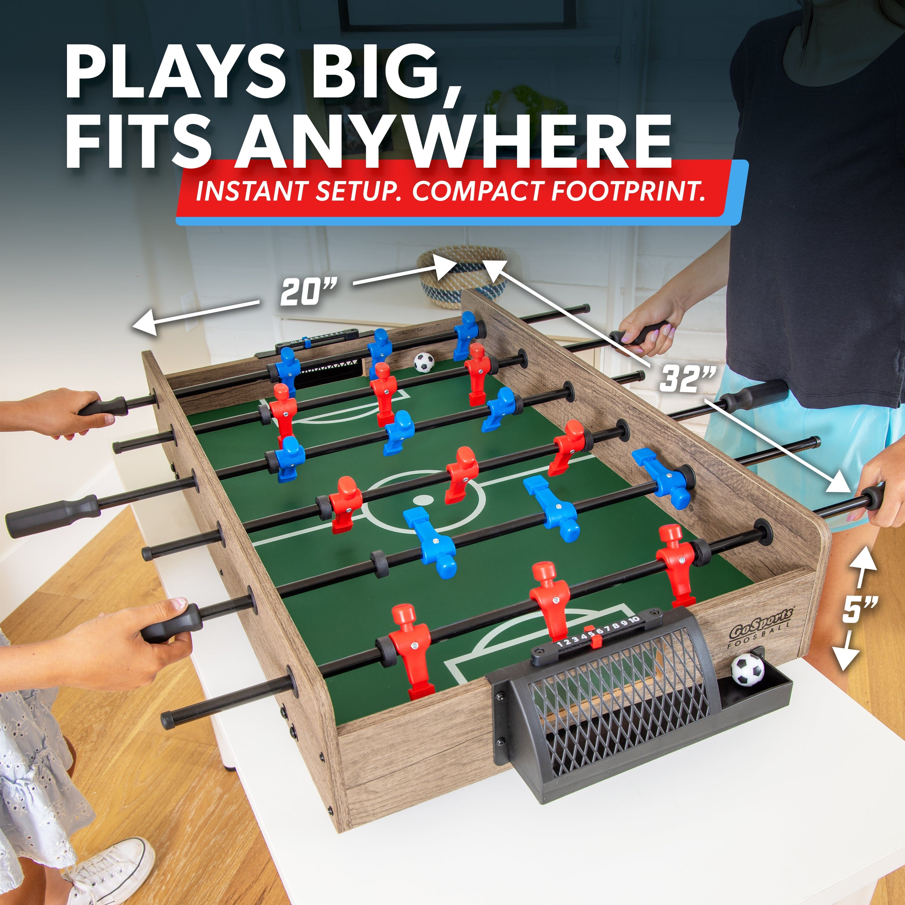 GoSports 32 Inch Tabletop Foosball Game Set - Oak or Black GoSports