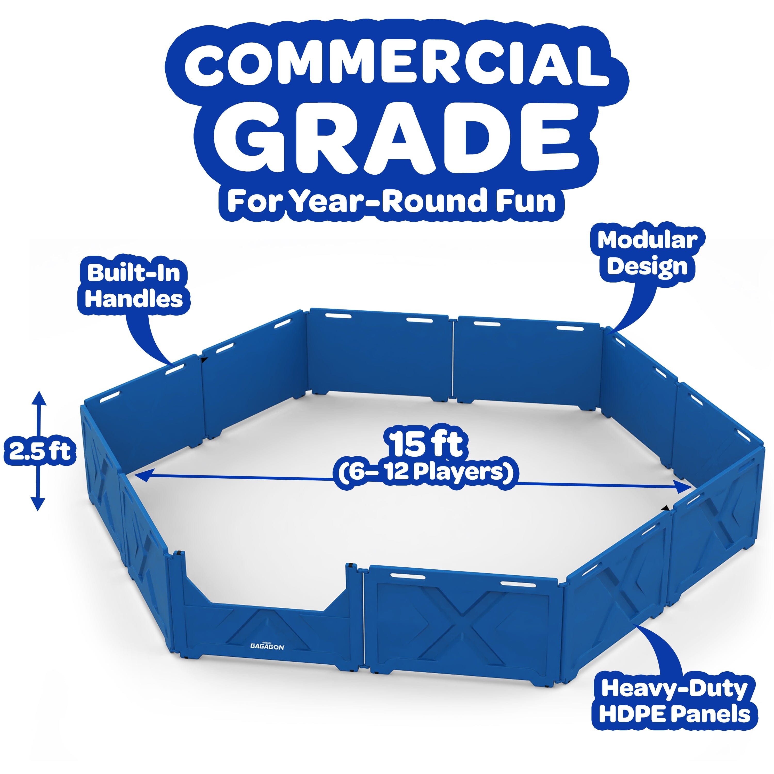 GoSports Gaga Ball Pit - 15 ft, 20 ft or 25 ft Portable Indoor/Outdoor Gagagon Pit for School, Camp or Home Use GoSports