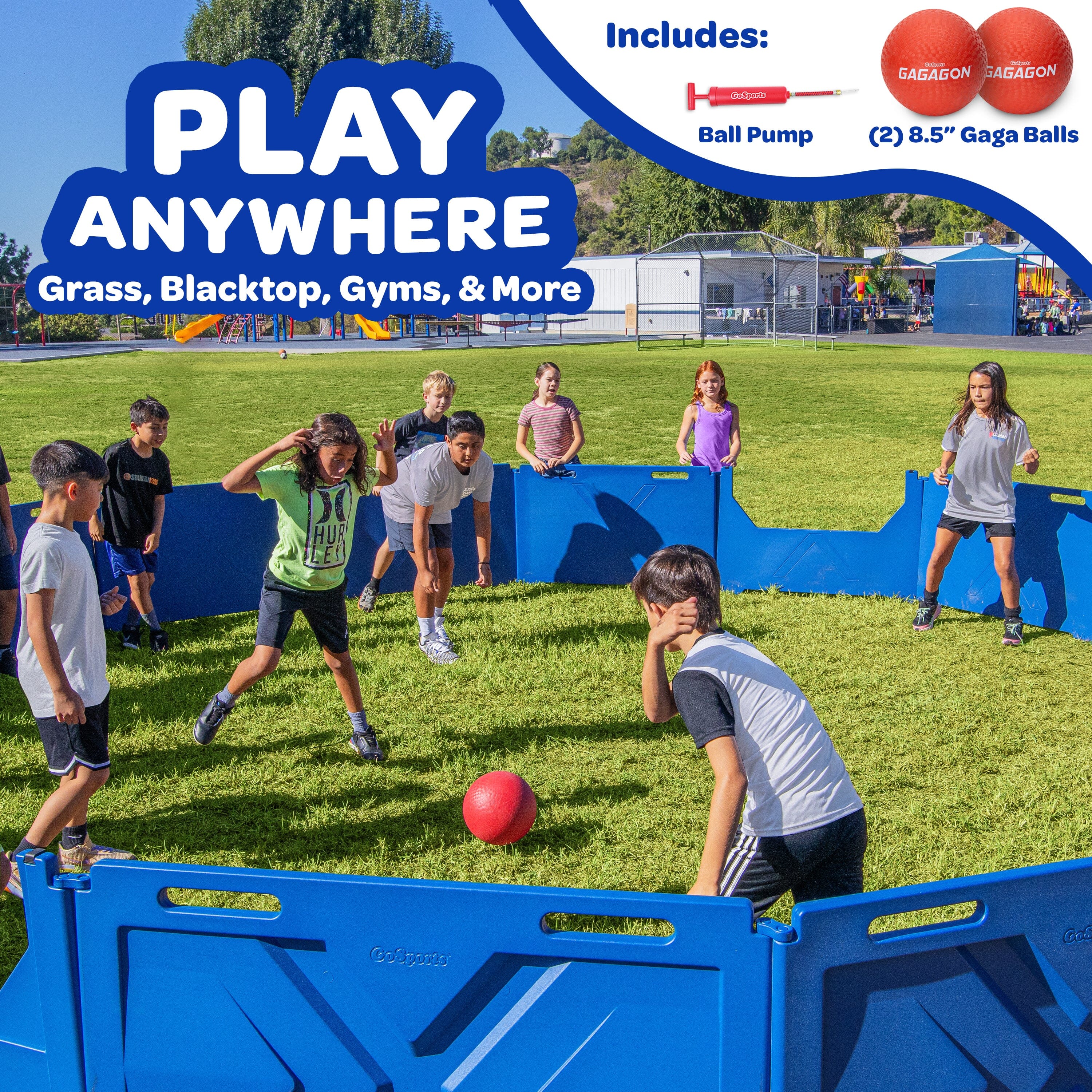 GoSports Gaga Ball Pit - 15 ft, 20 ft or 25 ft Portable Indoor/Outdoor Gagagon Pit for School, Camp or Home Use GoSports