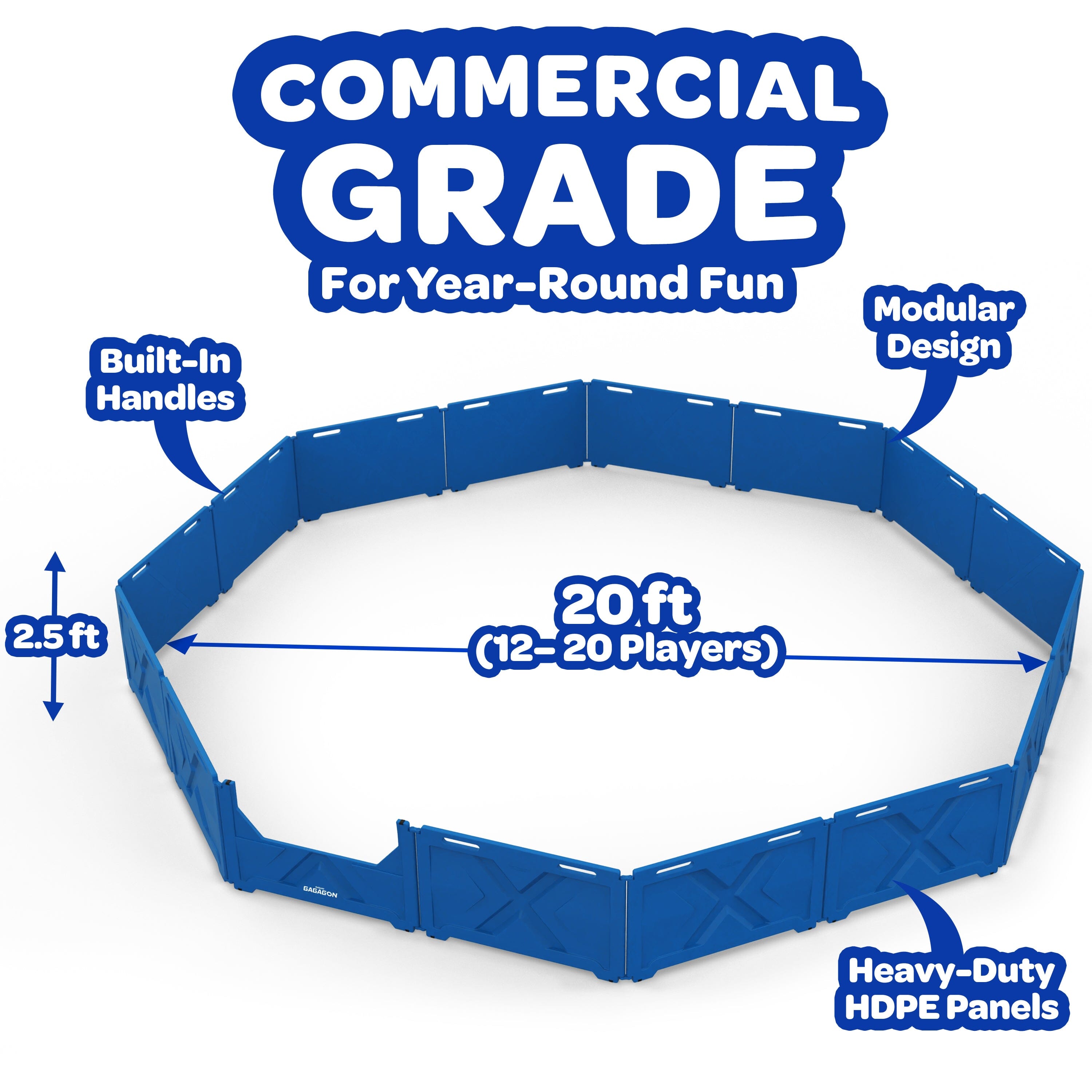 GoSports Gaga Ball Pit - 15 ft, 20 ft or 25 ft Portable Indoor/Outdoor Gagagon Pit for School, Camp or Home Use GoSports