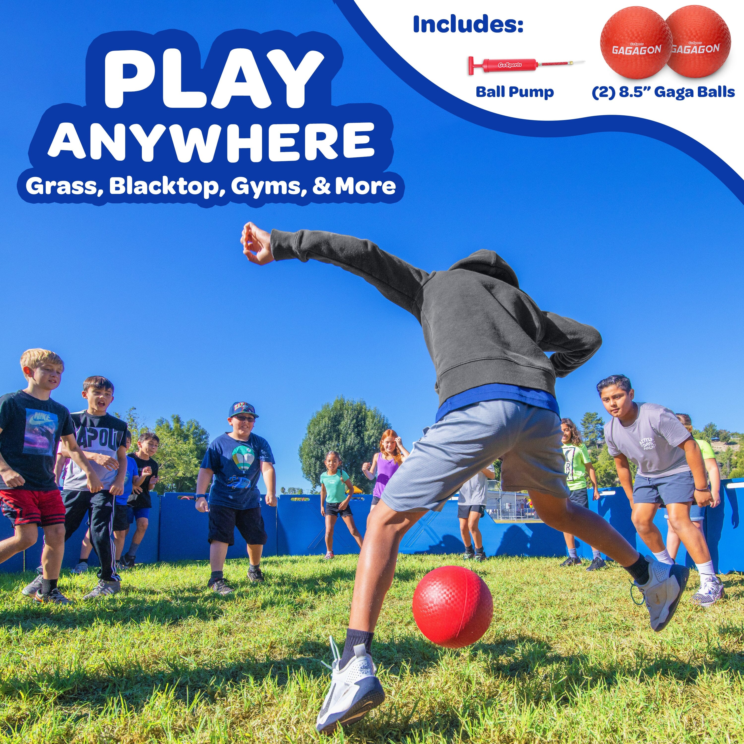 GoSports Gaga Ball Pit - 15 ft, 20 ft or 25 ft Portable Indoor/Outdoor Gagagon Pit for School, Camp or Home Use GoSports