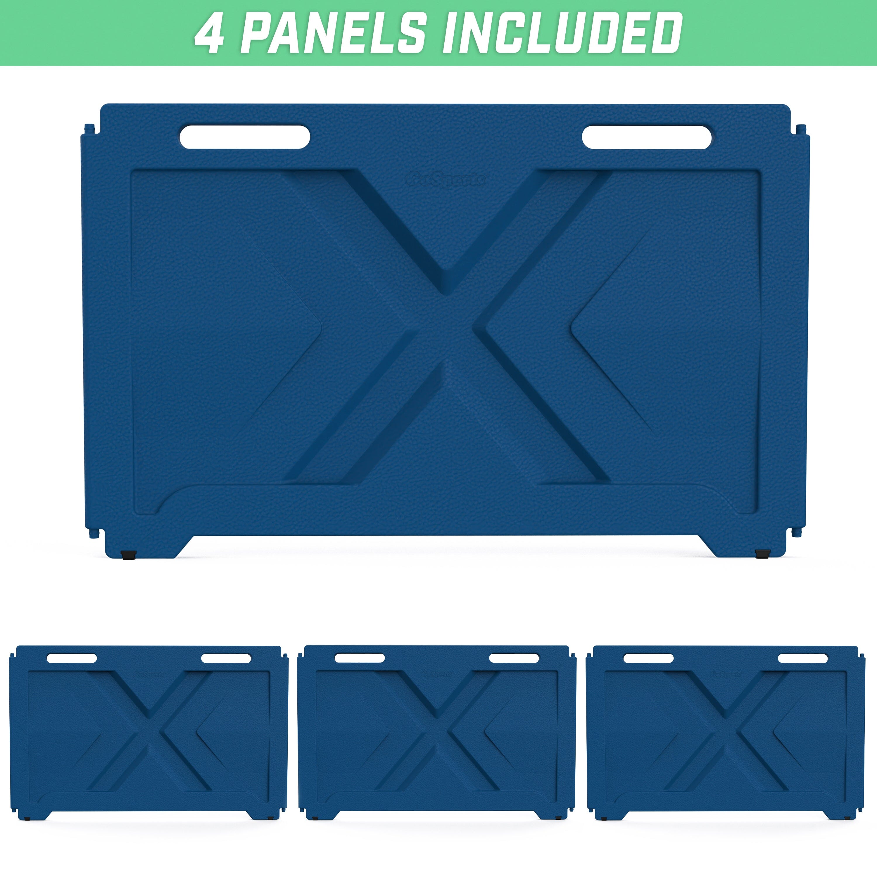 4 pack of blue plastic trays with 4 panels