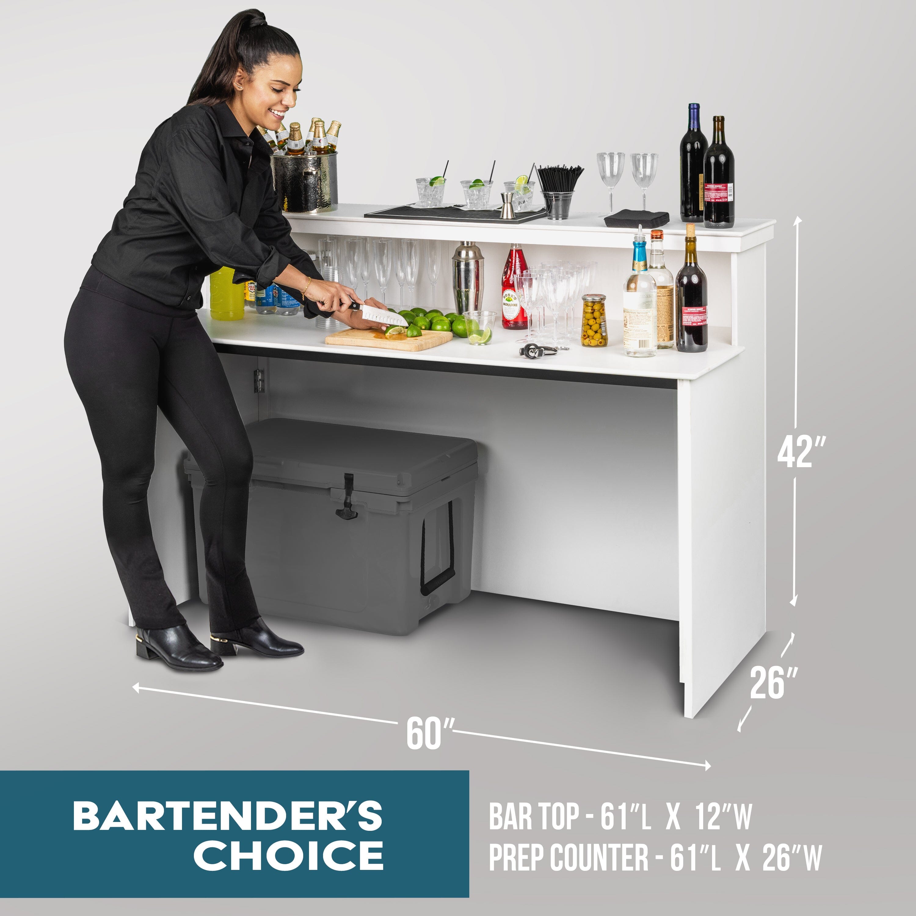GoBar ELITE Portable Bar Table for Events - Foldable Commercial Grade Wood - Mobile Bartending Station Playgosports.com