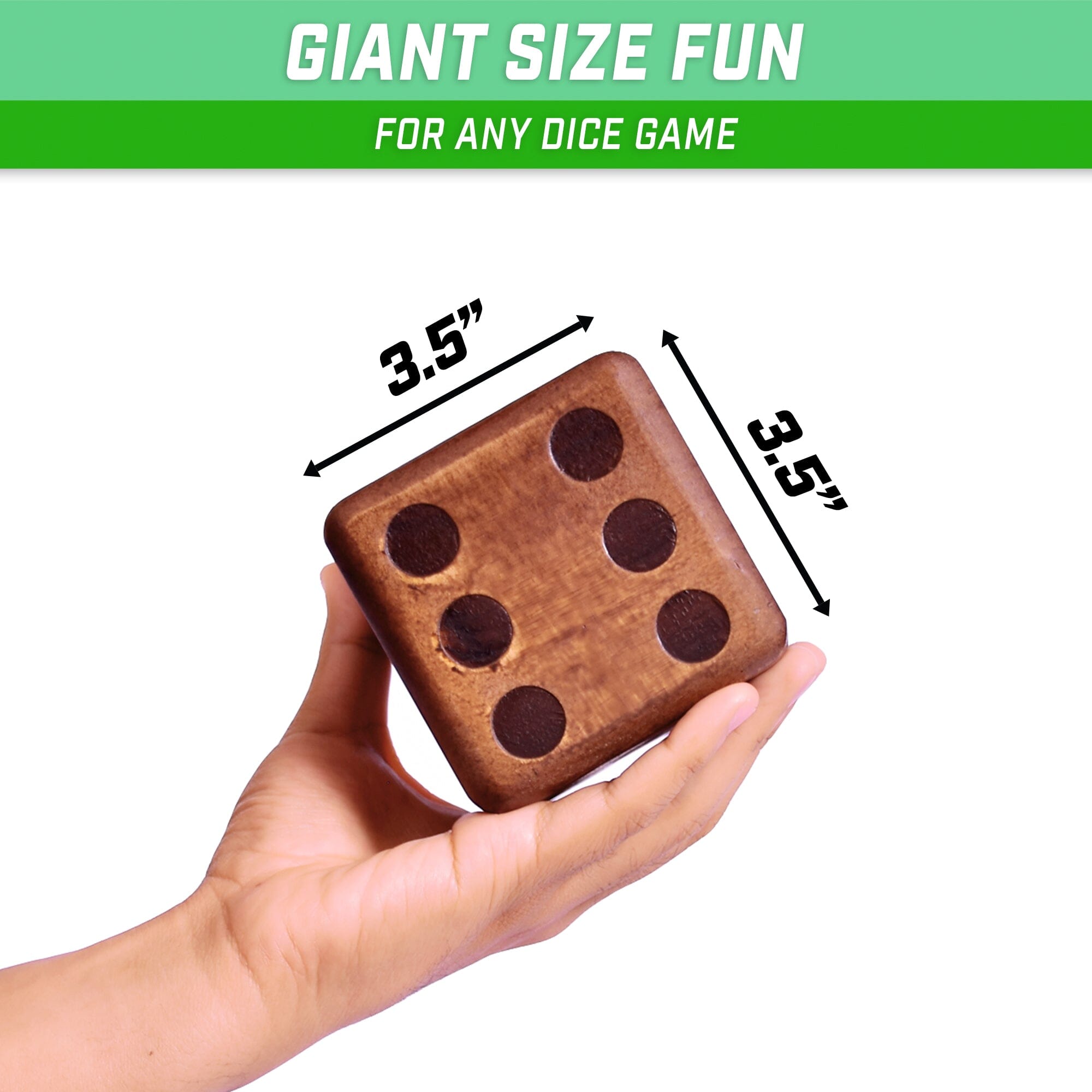 GoSports Giant 3.5" Wooden Playing Dice Set - Dark Brown Giant Dice GoSports