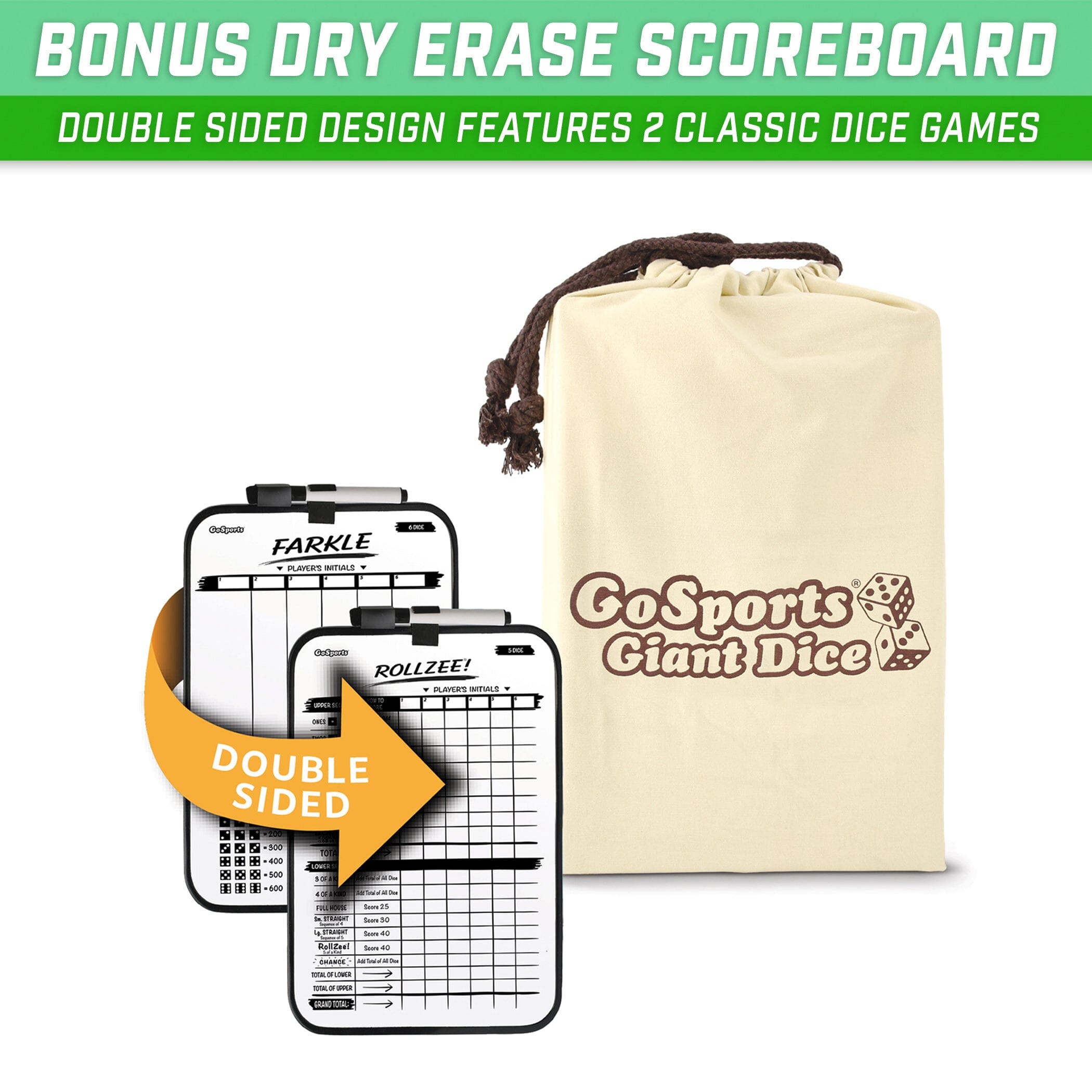 GoSports Giant 3.5" Wooden Playing Dice Set - Light Brown Giant Dice GoSports