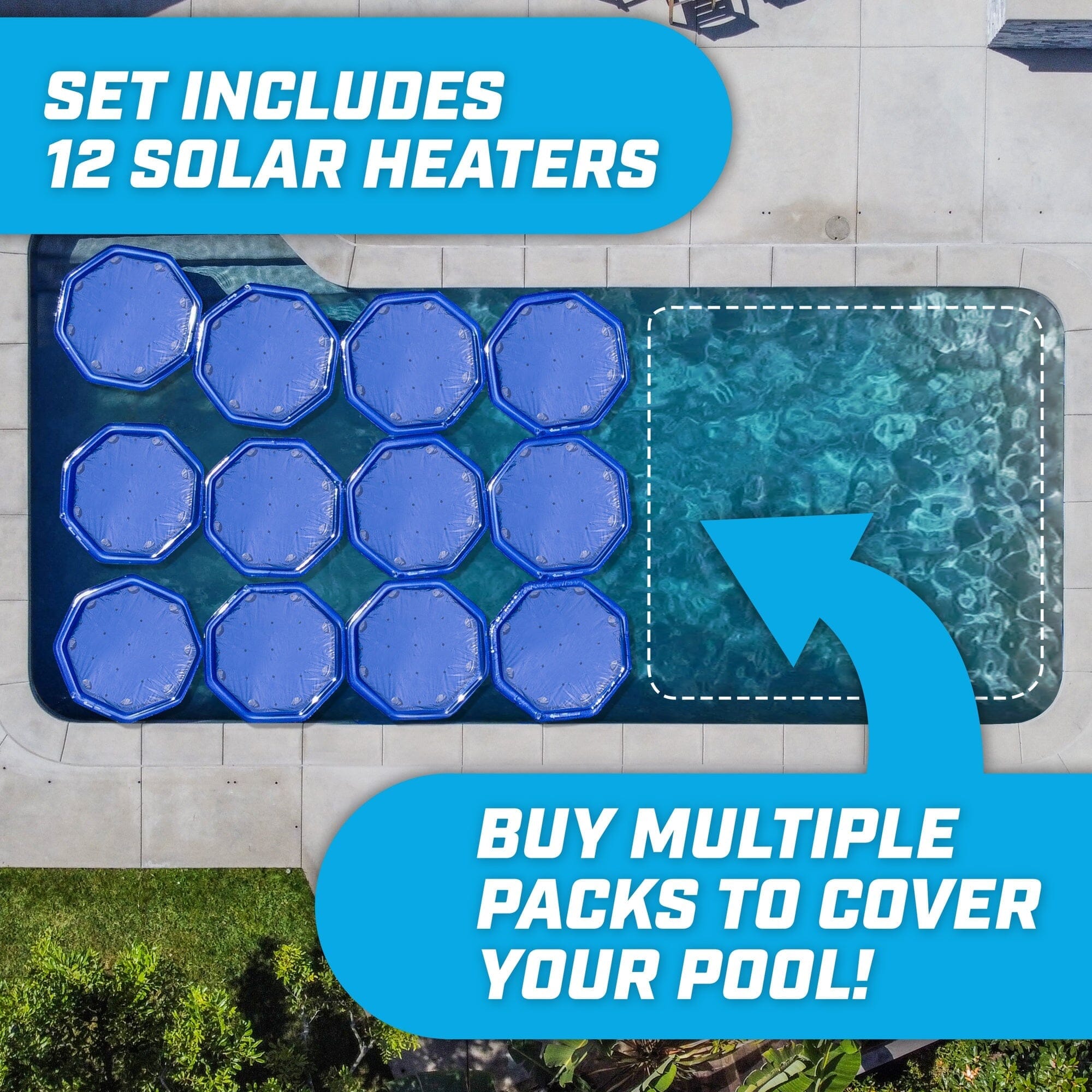 GoFloats V2 Inflatable Solar Pool Heaters - 12 Pack GoFloats