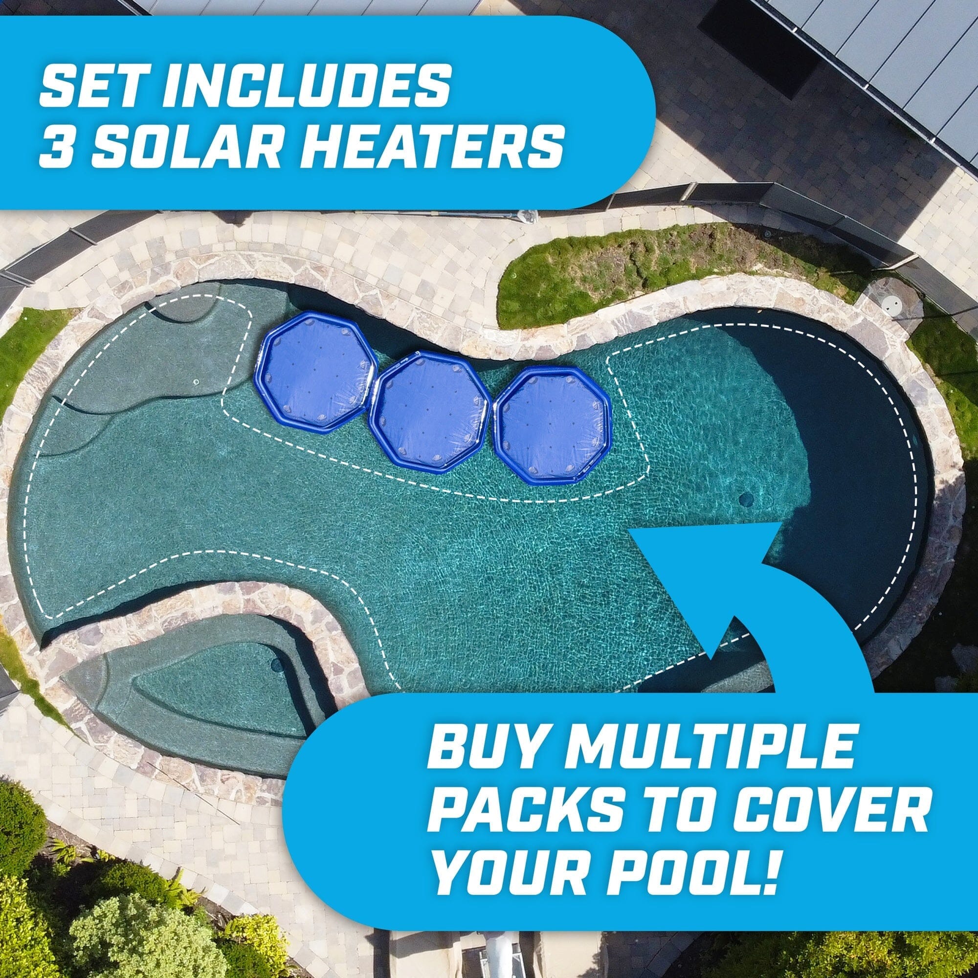 GoFloats V2 Inflatable Solar Pool Heaters - 3 Pack GoFloats