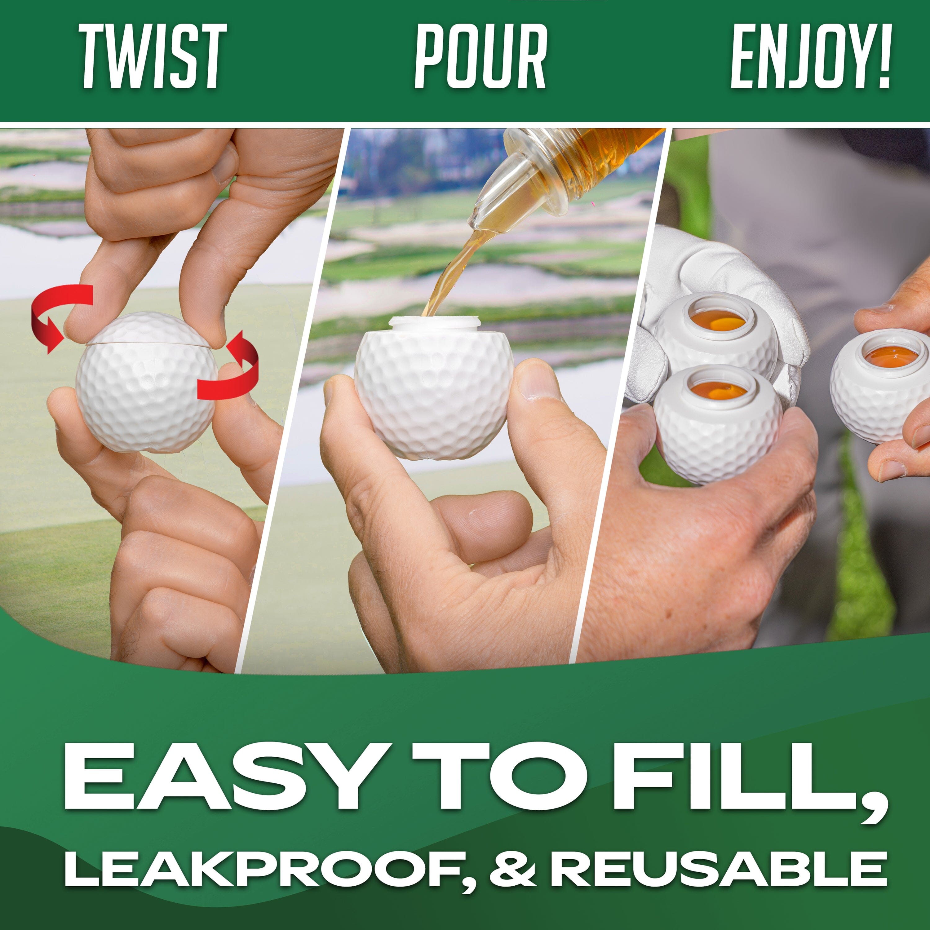 GoSports Mulligan Shots Golf Ball Shot Glasses with Lids - 3 Pack Golf Party Favors - Funny Golf Gifts for Men Golf Playgosports.com