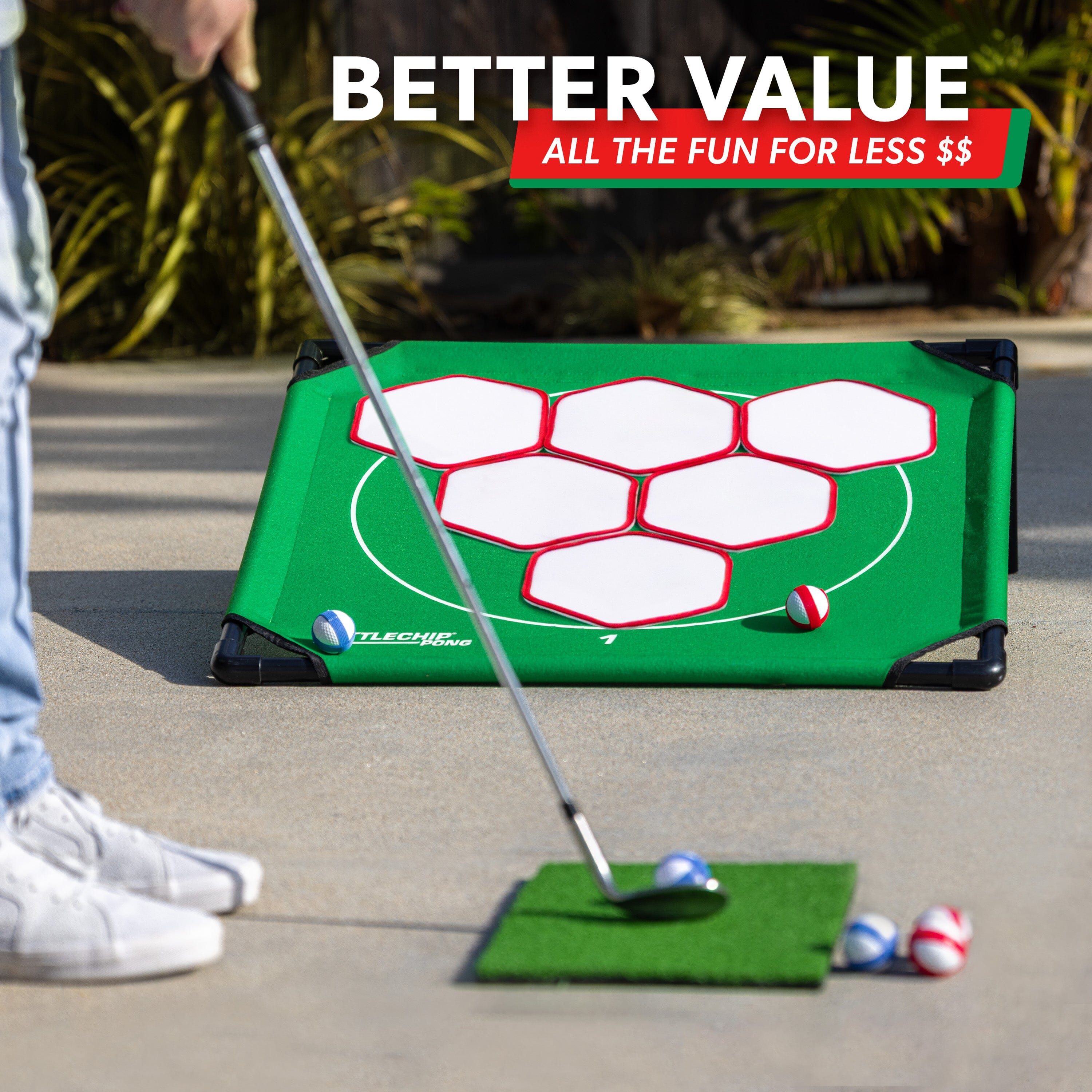 GoSports BattleChip Pong Chipping Golf Games For Adults and Families - Outdoor & Indoor Golf Game Set - Home, Backyard, Lawn, Beach, & More - 1 Board Playgosports