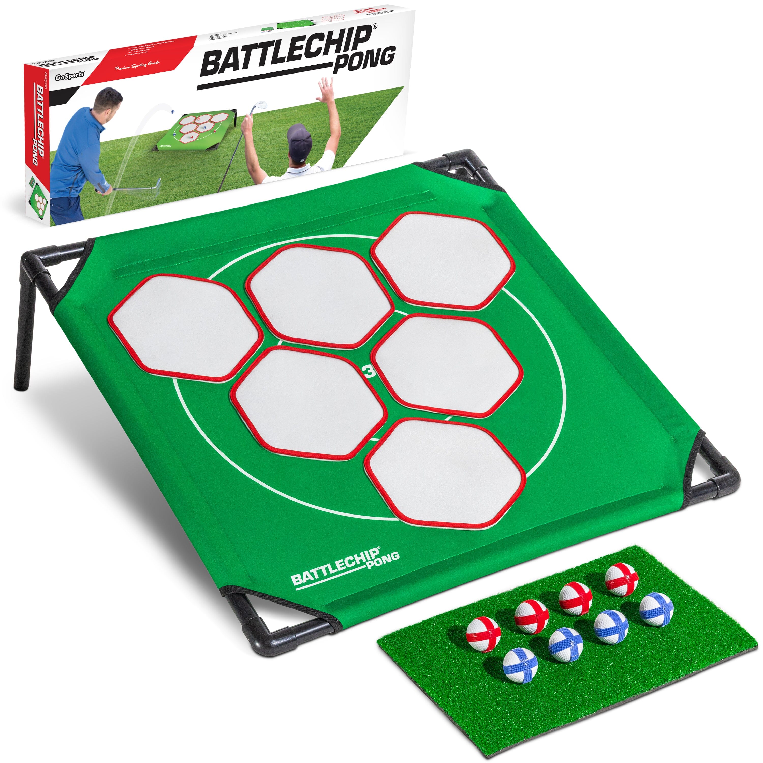 GoSports BattleChip Pong Chipping Golf Games For Adults and Families - Outdoor & Indoor Golf Game Set - Home, Backyard, Lawn, Beach, & More - 1 Board Playgosports 1 board