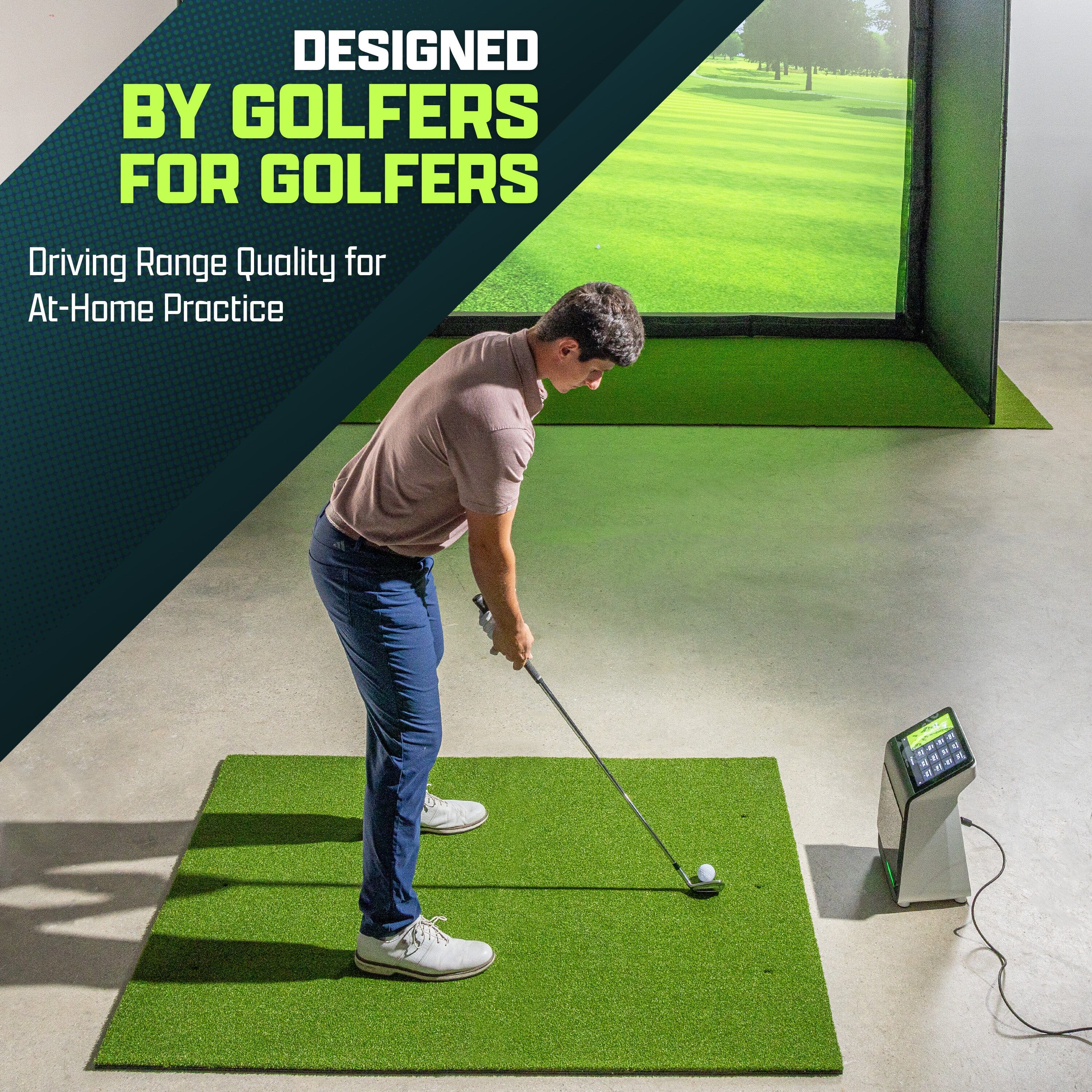 GoSports Golf Hitting Mat - PRO 5 x 4 ft - 5 mm Artificial Turf Training Mat for Indoor/Outdoor Swing Practice, Includes 3 Rubber Tees GoSports