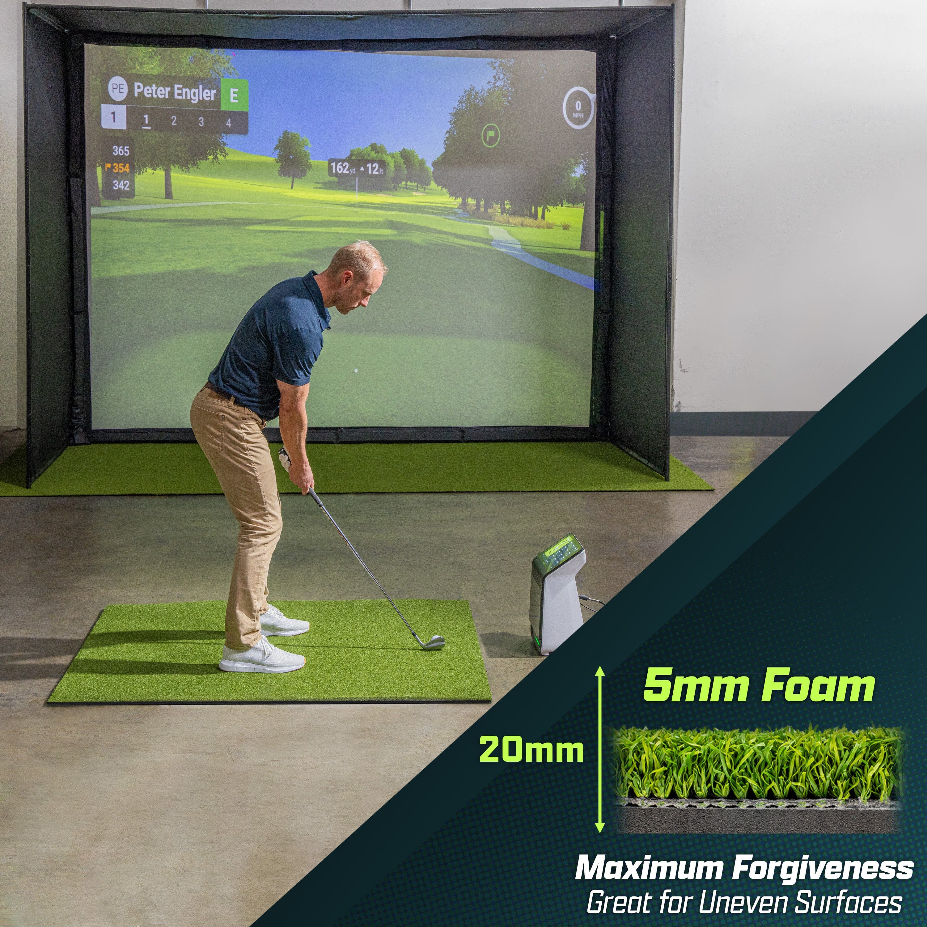 GoSports Golf Hitting Mat - ELITE 5 x 4 ft - 5 mm Artificial Turf Training Mat for Indoor/Outdoor Swing Practice, Includes 3 Rubber Tees Golf GoSports