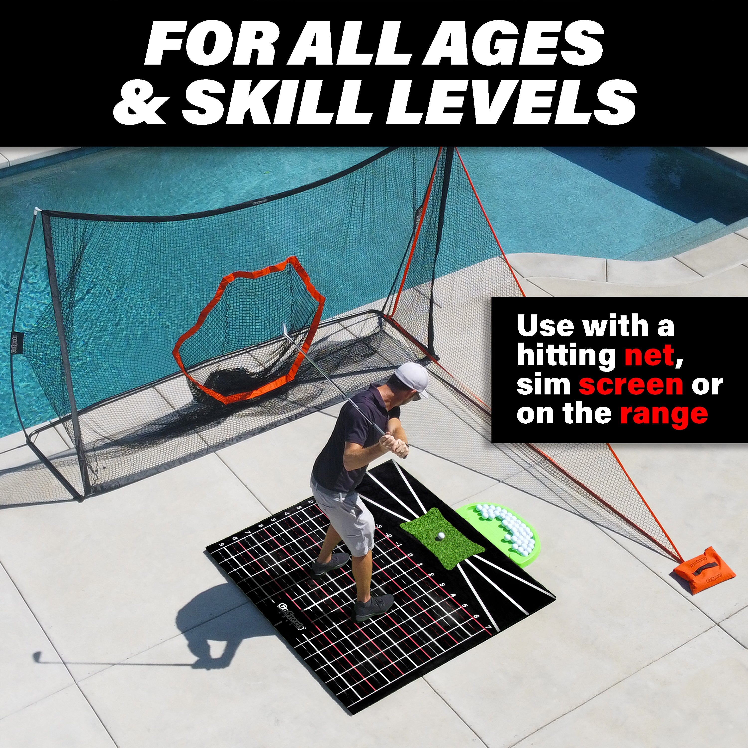 GoSports 5 x 5 Golf Hitting Mat - Fix Slices & Hooks - Stance Mat for Indoor & Outdoor Practice PlayGoSports.com