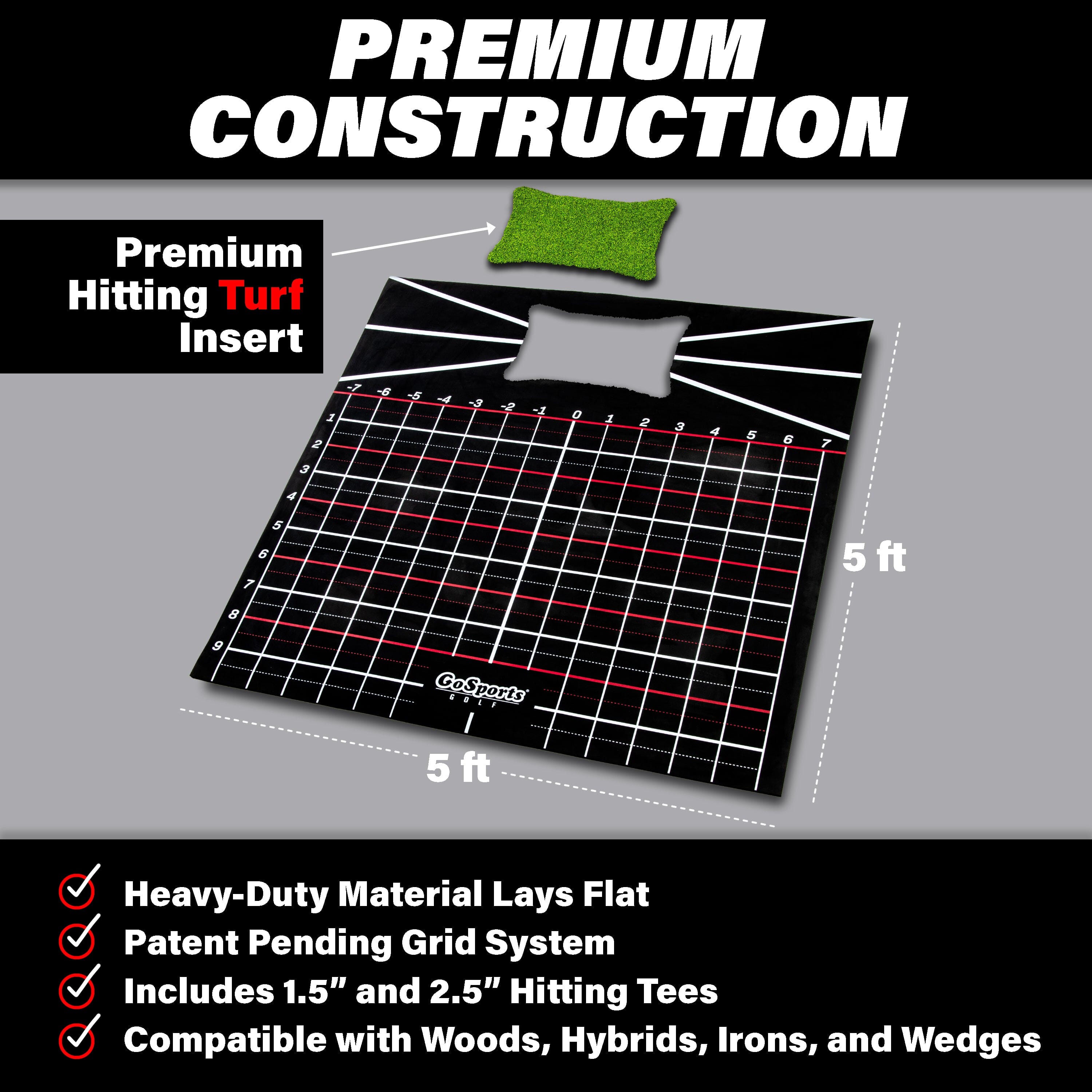 GoSports 5 x 5 Golf Hitting Mat - Fix Slices & Hooks - Stance Mat for Indoor & Outdoor Practice PlayGoSports.com