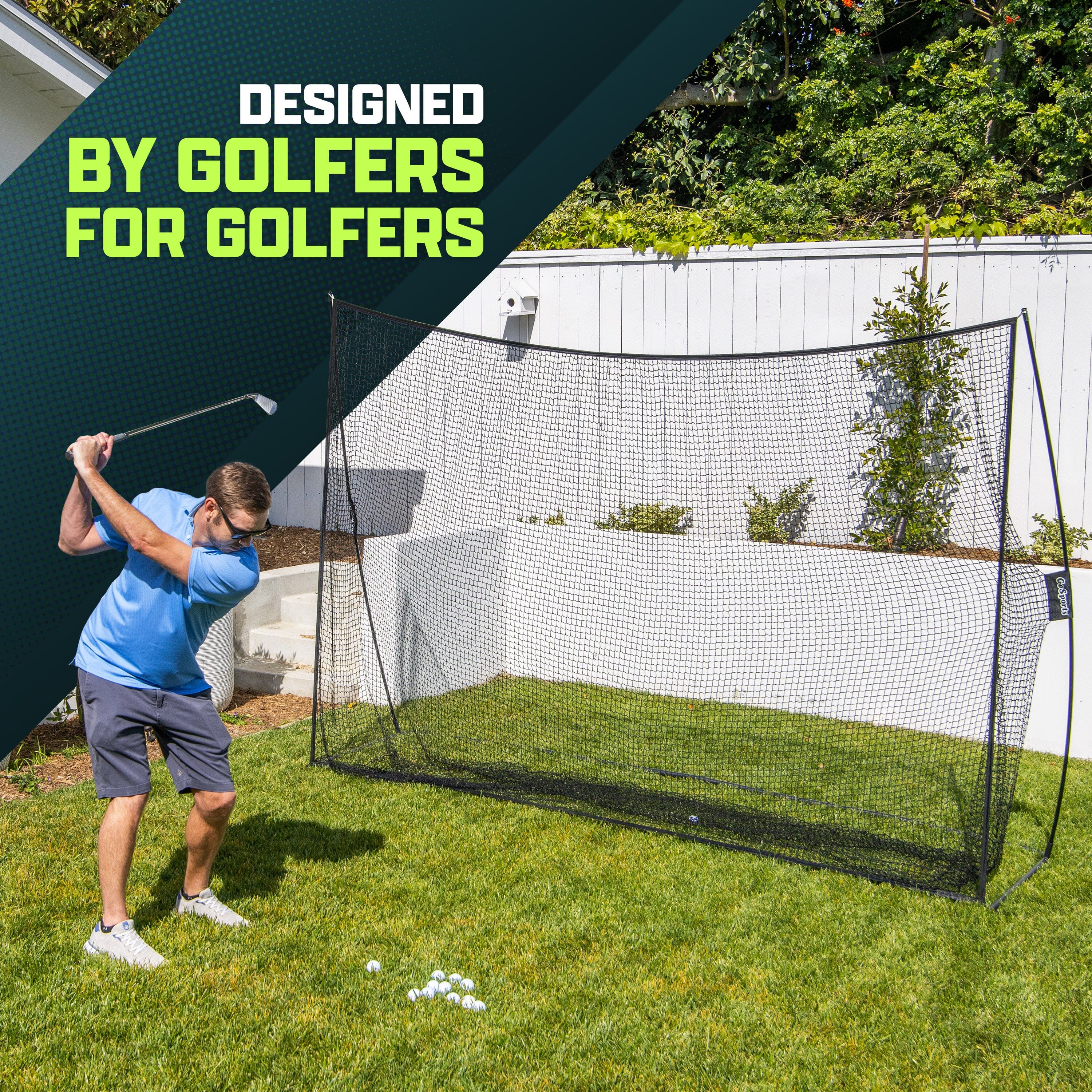 GoSports 10 ft x 7 ft Golf Practice Hitting Net Portable Training Net for Home & Range Golf GoSports
