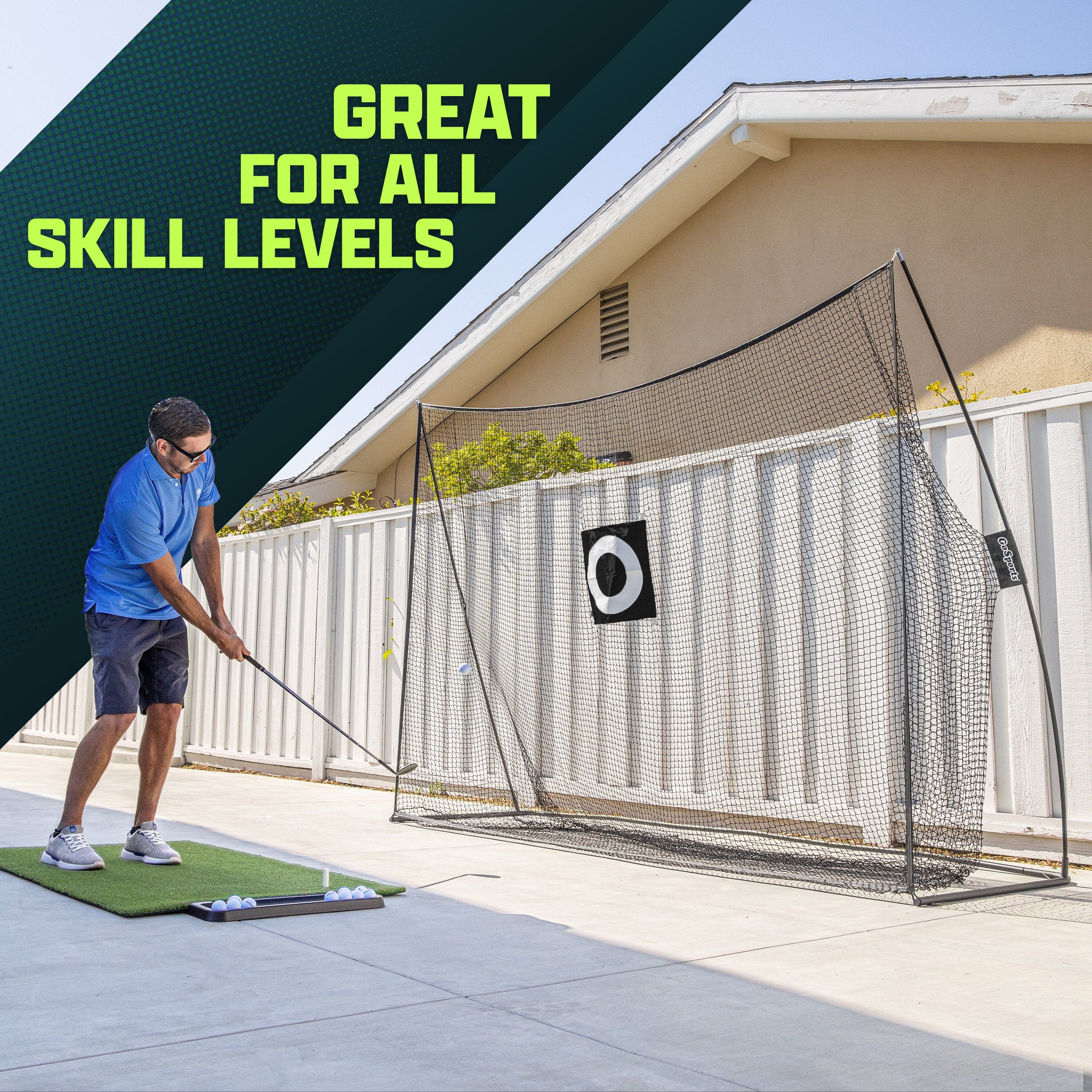 GoSports 10 ft x 7 ft Golf Practice Hitting Net Portable Training Net for Home & Range Golf GoSports