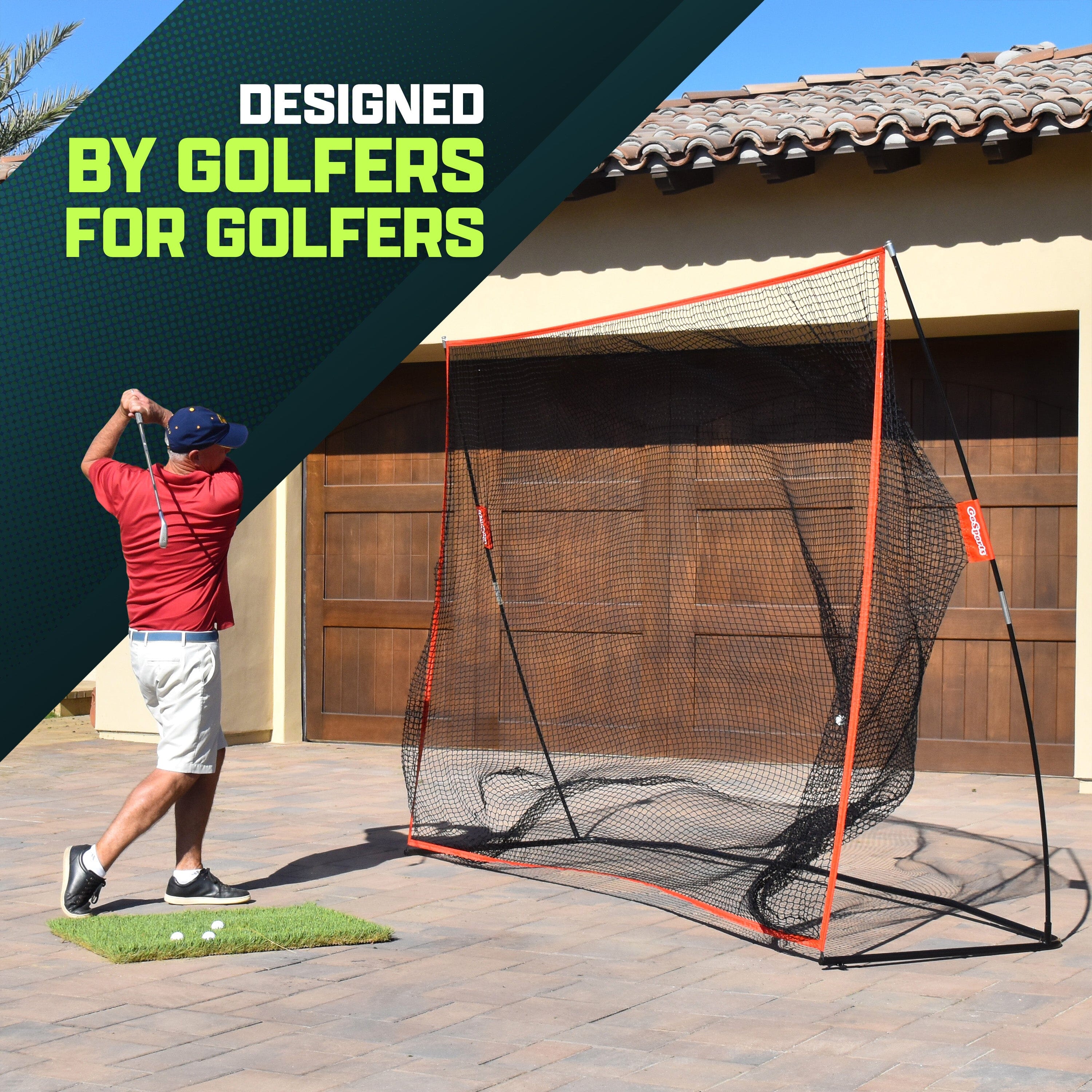 GoSports 10 ft x 7 ft Golf Practice Hitting Net Portable Training Net for Home & Range Golf GoSports